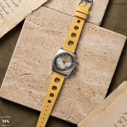 Yellow Perforated Silicone Watch Strap on Zenith Chronomaster Revival A385 El Primero