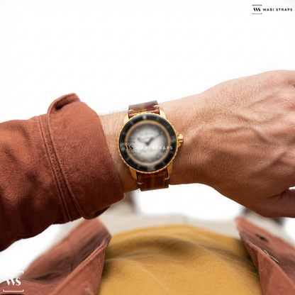 Yellow Wood Leather Watch Strap on FIFTY FATHOMS COLLECTION PACIFIC OCEAN