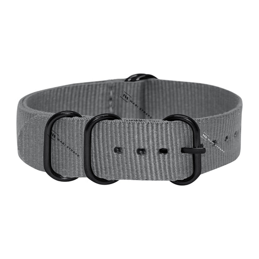 Grey Plain 5-Ring Hardware NavSpec British Military Strap (Black Buckle)