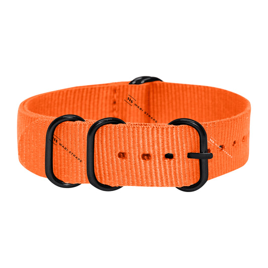 Orange Plain 5-Ring Hardware NavSpec British Military Strap (Black Buckle)