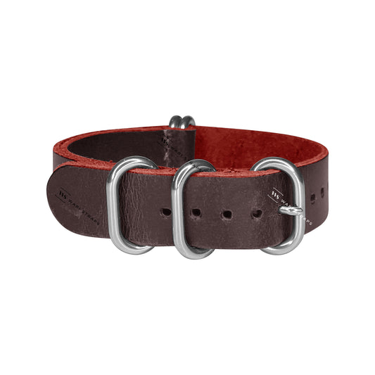 Red Vintage Leather 5-Ring Hardware NavSpec British Military Strap