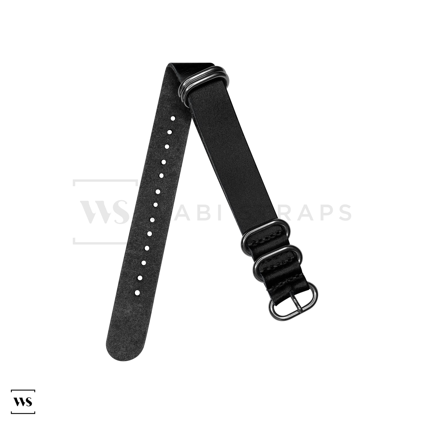 Black Vintage Leather 5-Ring Hardware NavSpec British Military Strap