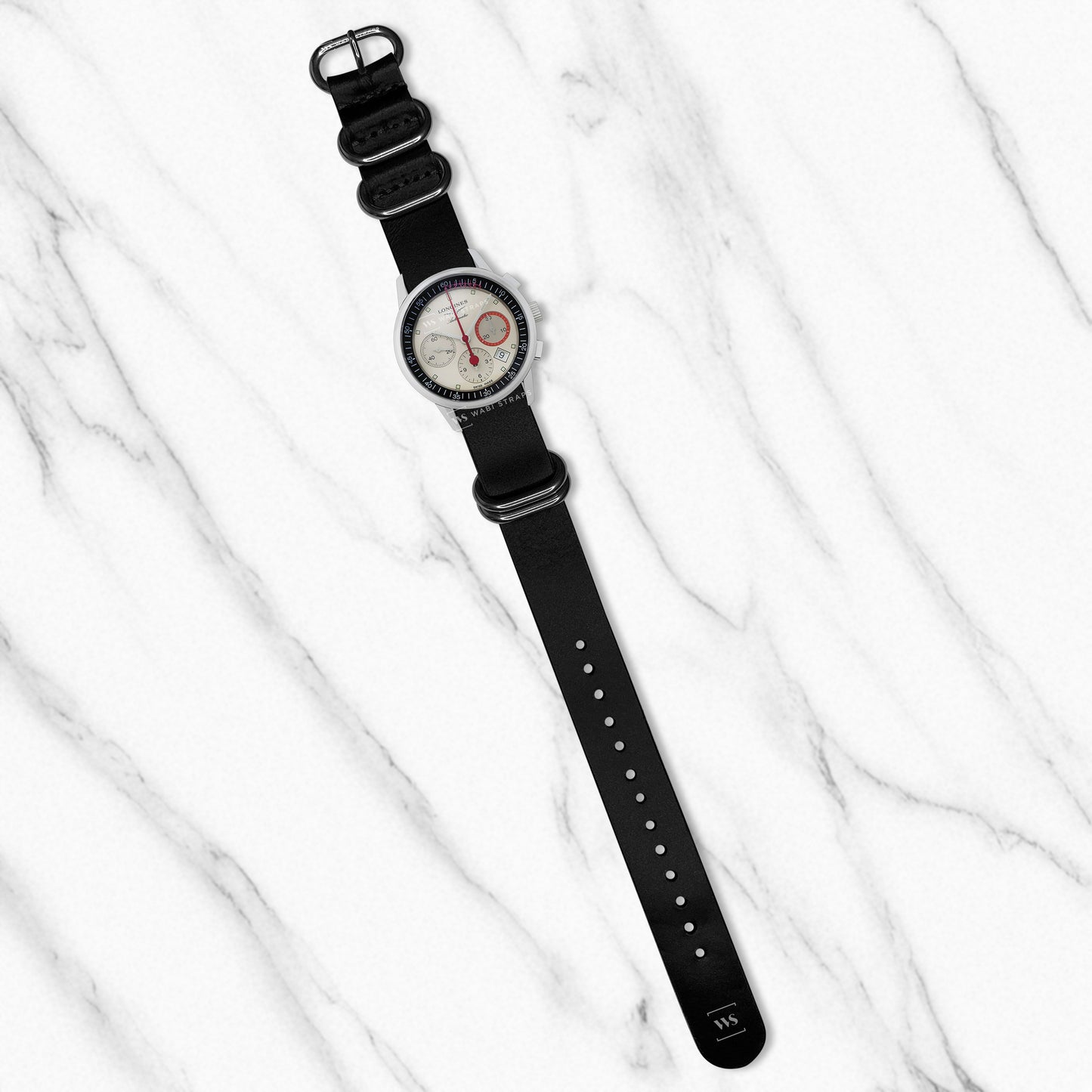 Black Vintage Leather 5-Ring Hardware NavSpec British Military Strap
