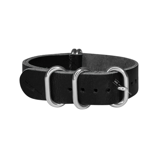 Black Vintage Leather 5-Ring Hardware NavSpec British Military Strap