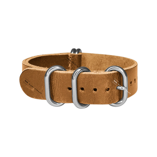 Camel Vintage Leather 5-Ring Hardware NavSpec British Military Strap