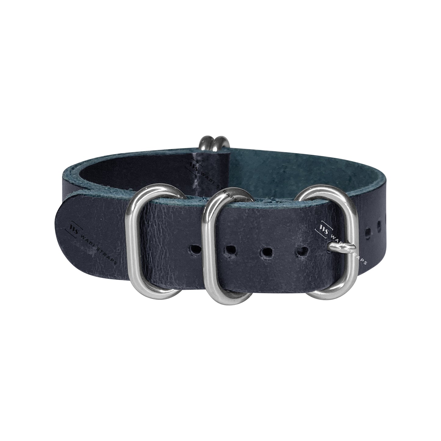 Dark Blue Vintage Leather 5-Ring Hardware NavSpec British Military Strap