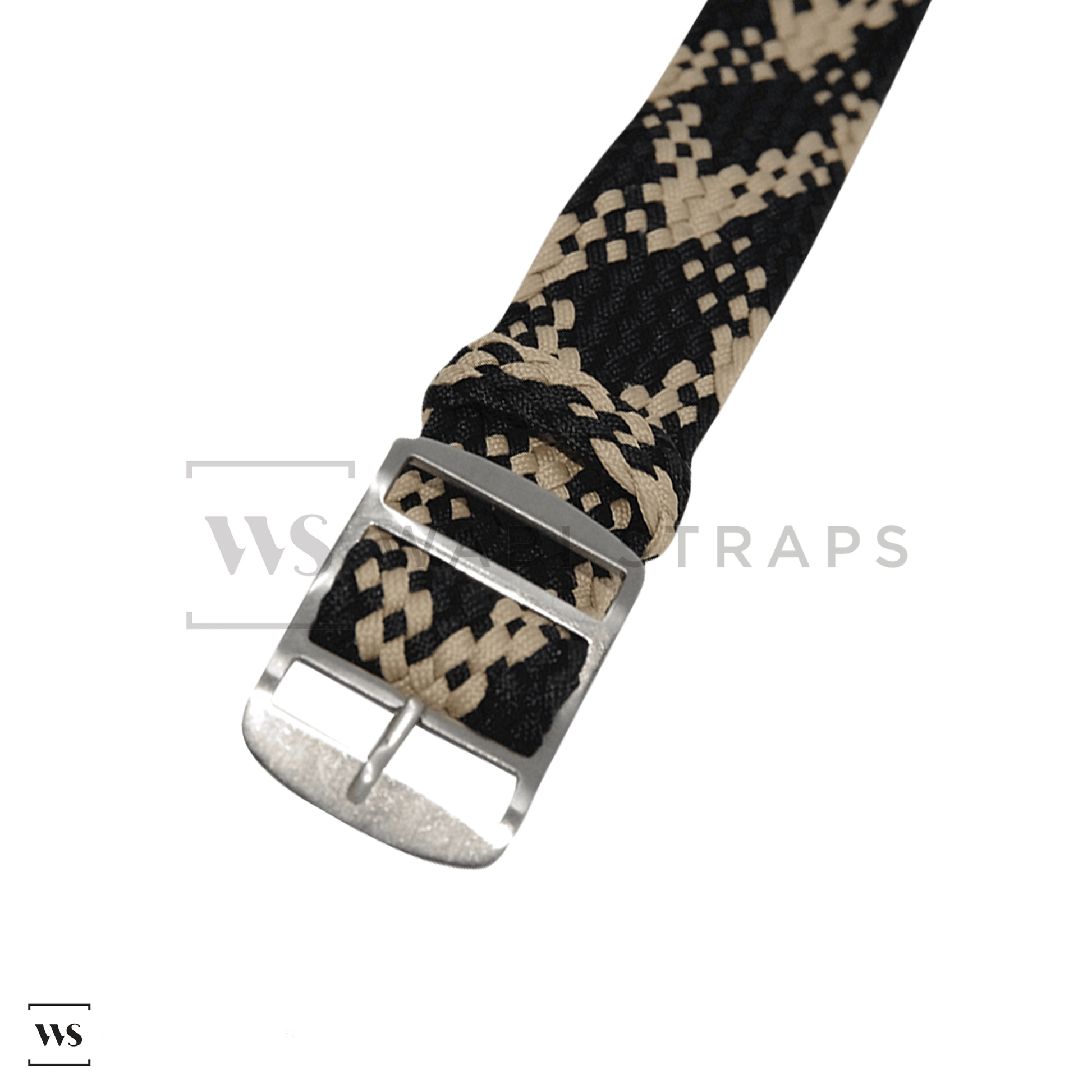 Black & Beige Braided Perlon Strap Straight