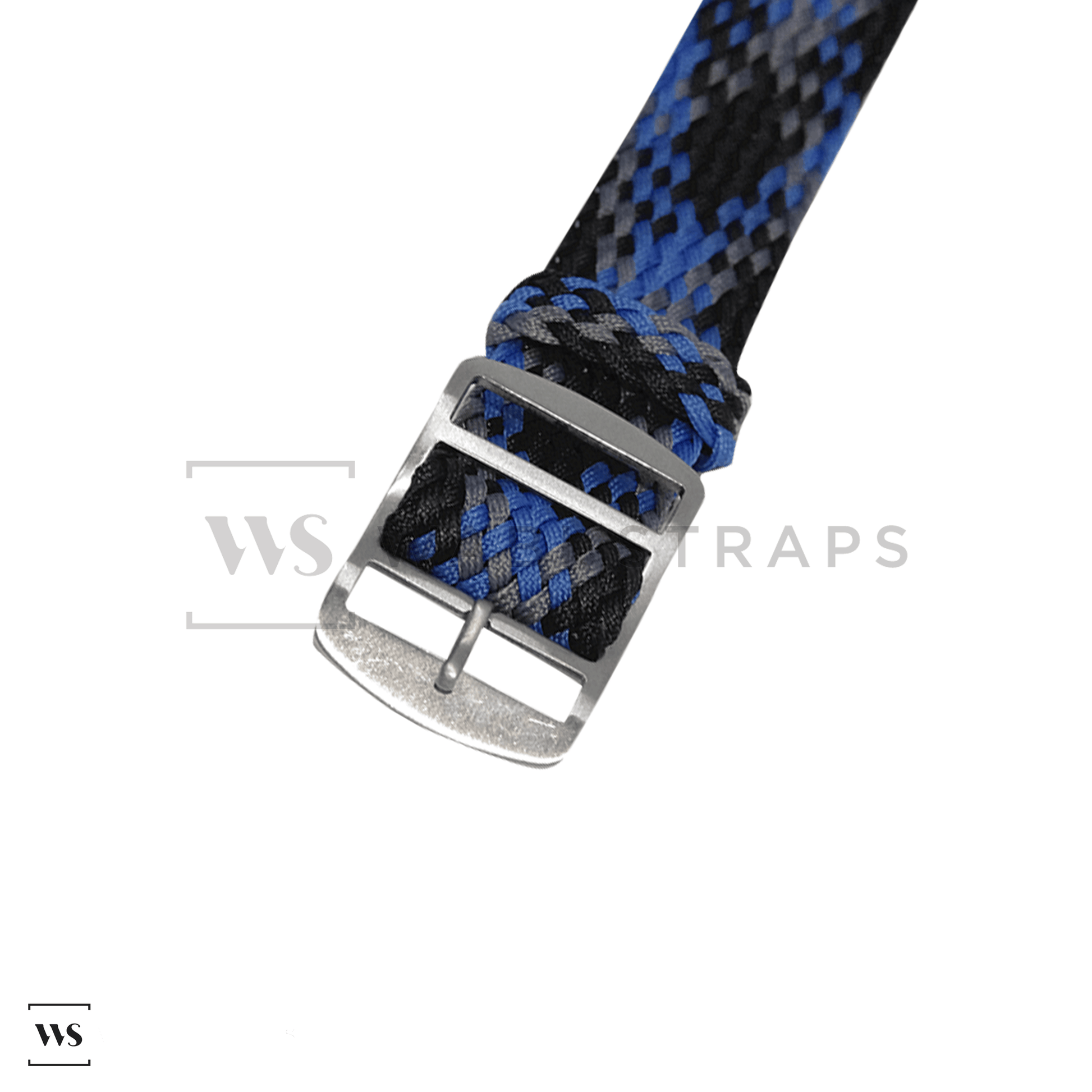 Black, Blue & Grey Braided Perlon Strap Straight
