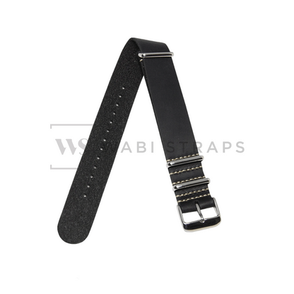 Black Crazy Horse Leather One-Piece Watch Strap