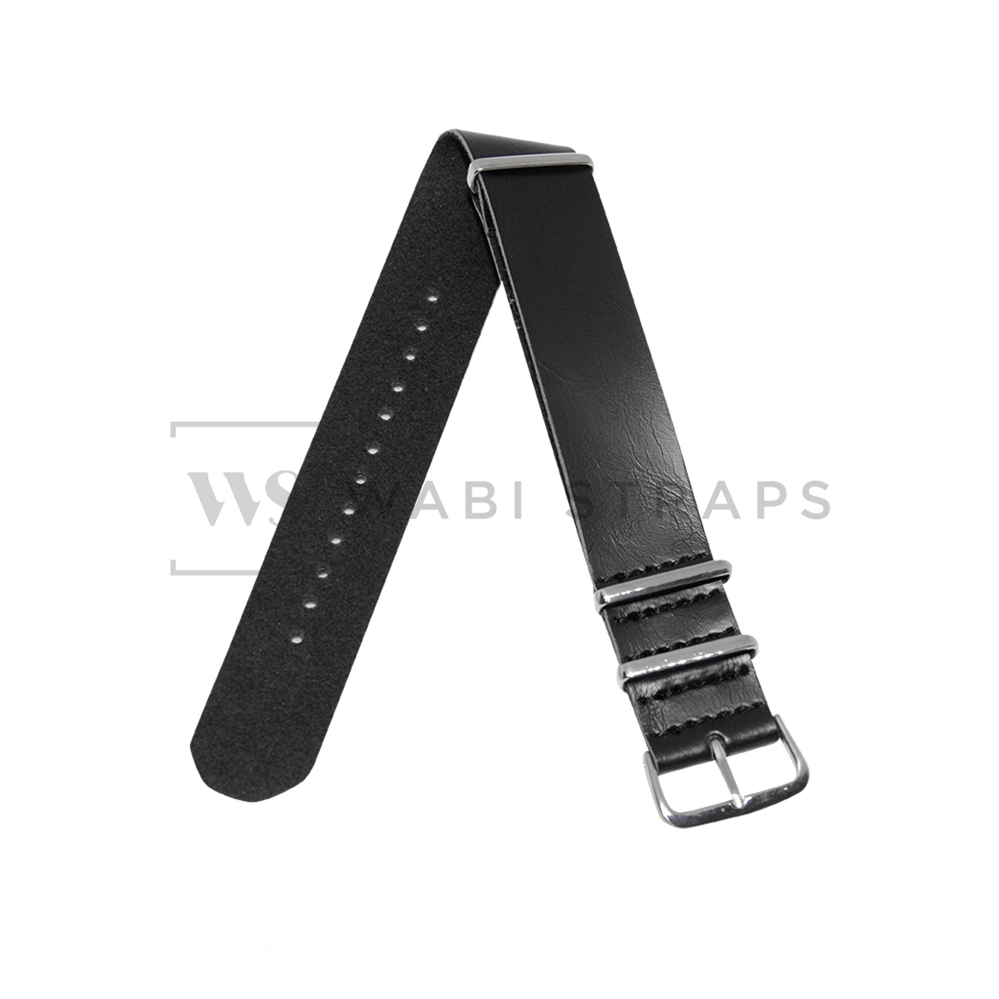 Black Faux PU Leather One-Piece Watch Strap