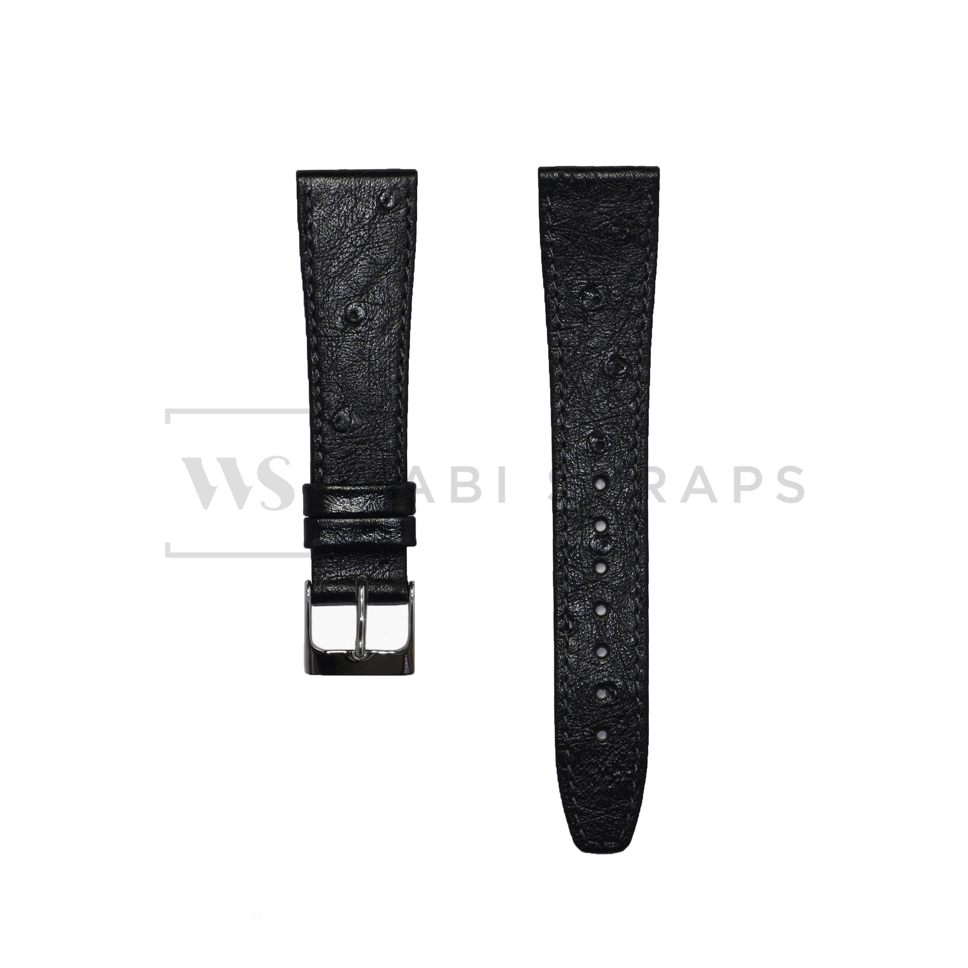 Black Ostrich Grain Watch Strap Front