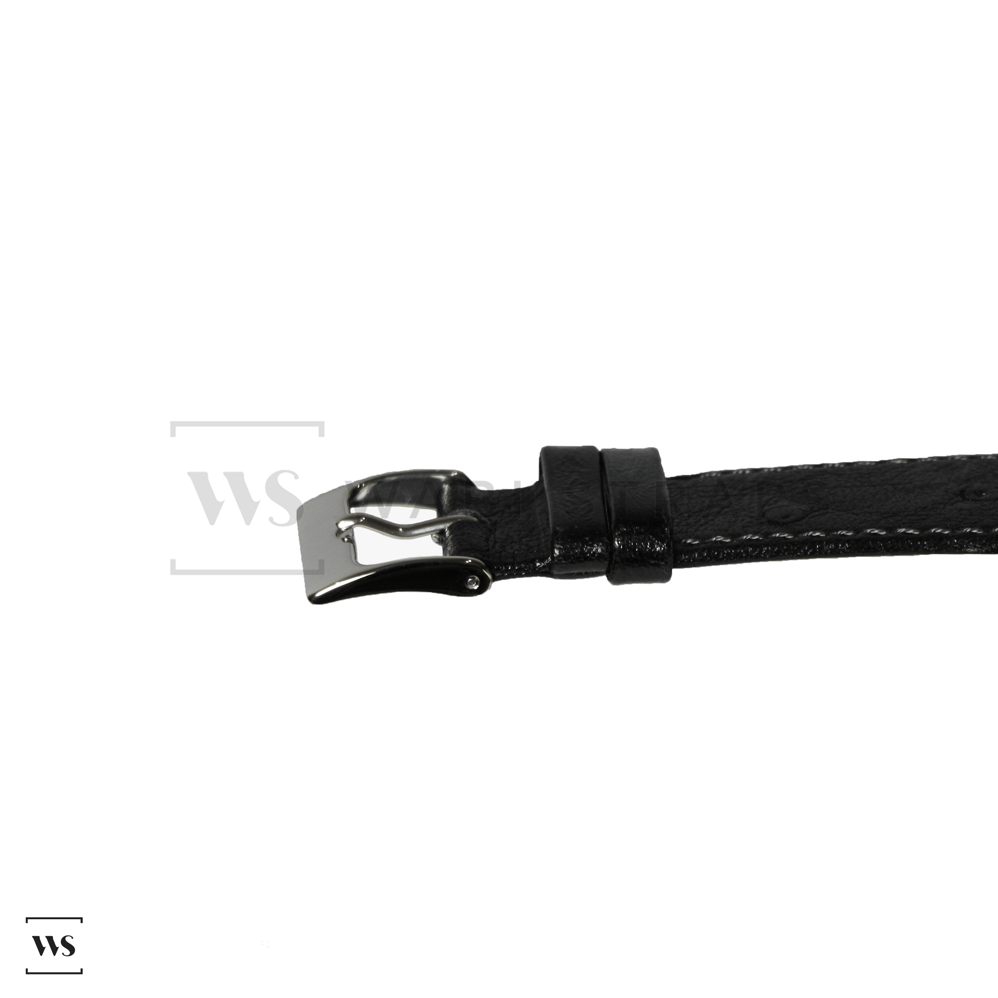 Black Ostrich Grain Watch Strap Front