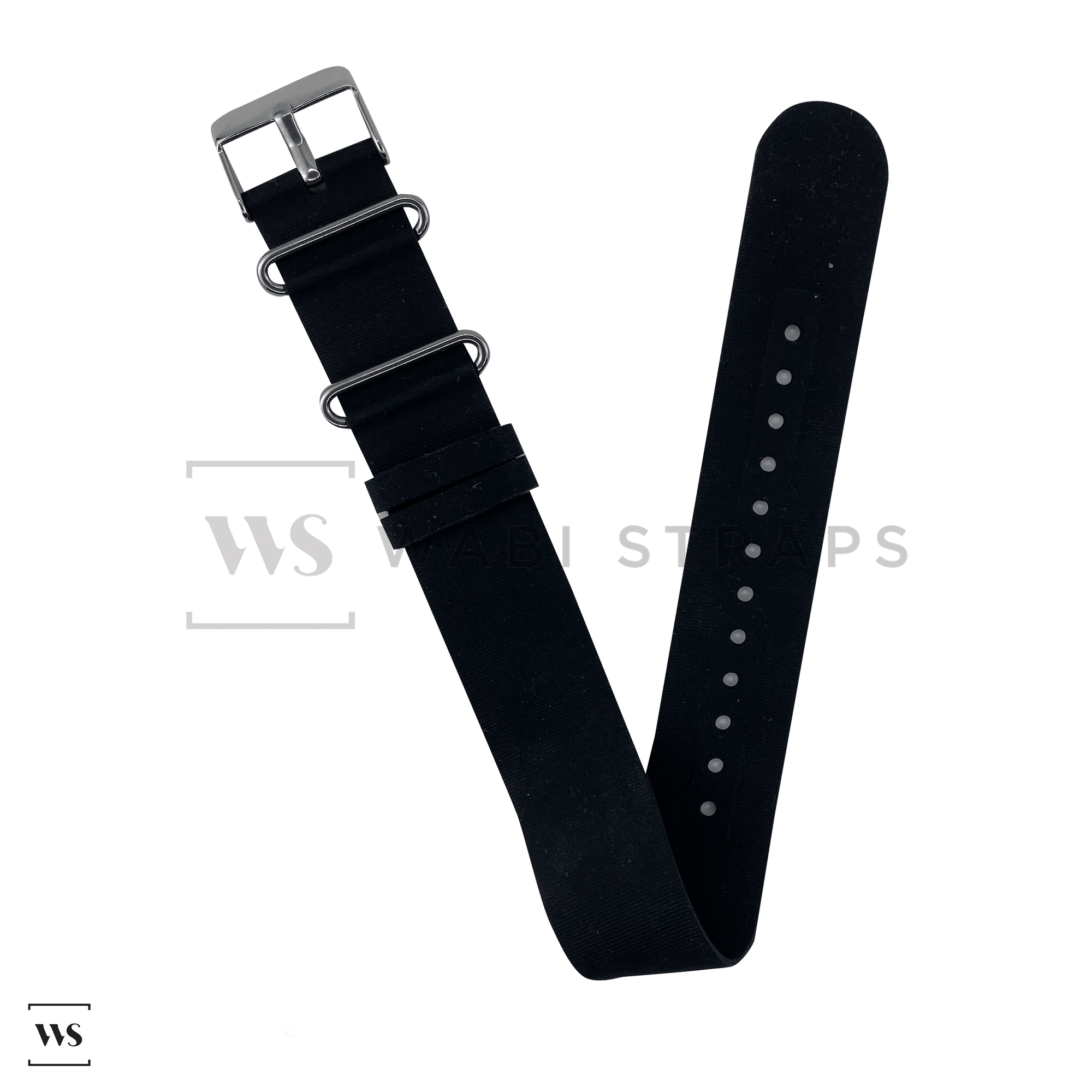 Black Rubber Single Pass Strap