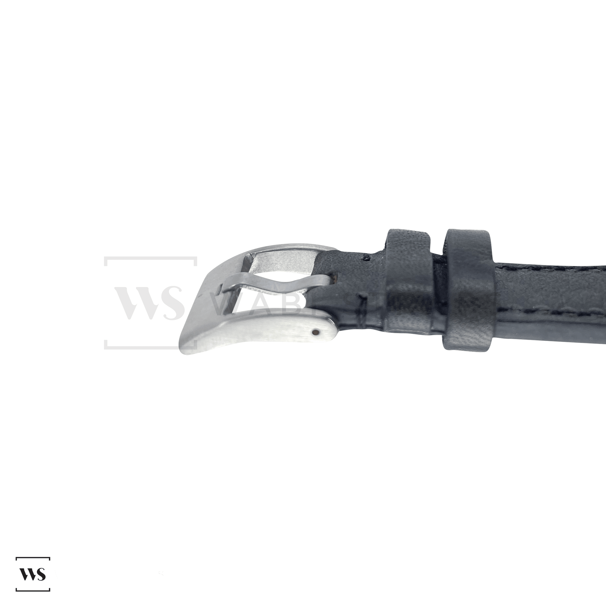 Black Thick Leather Watch Strap Side