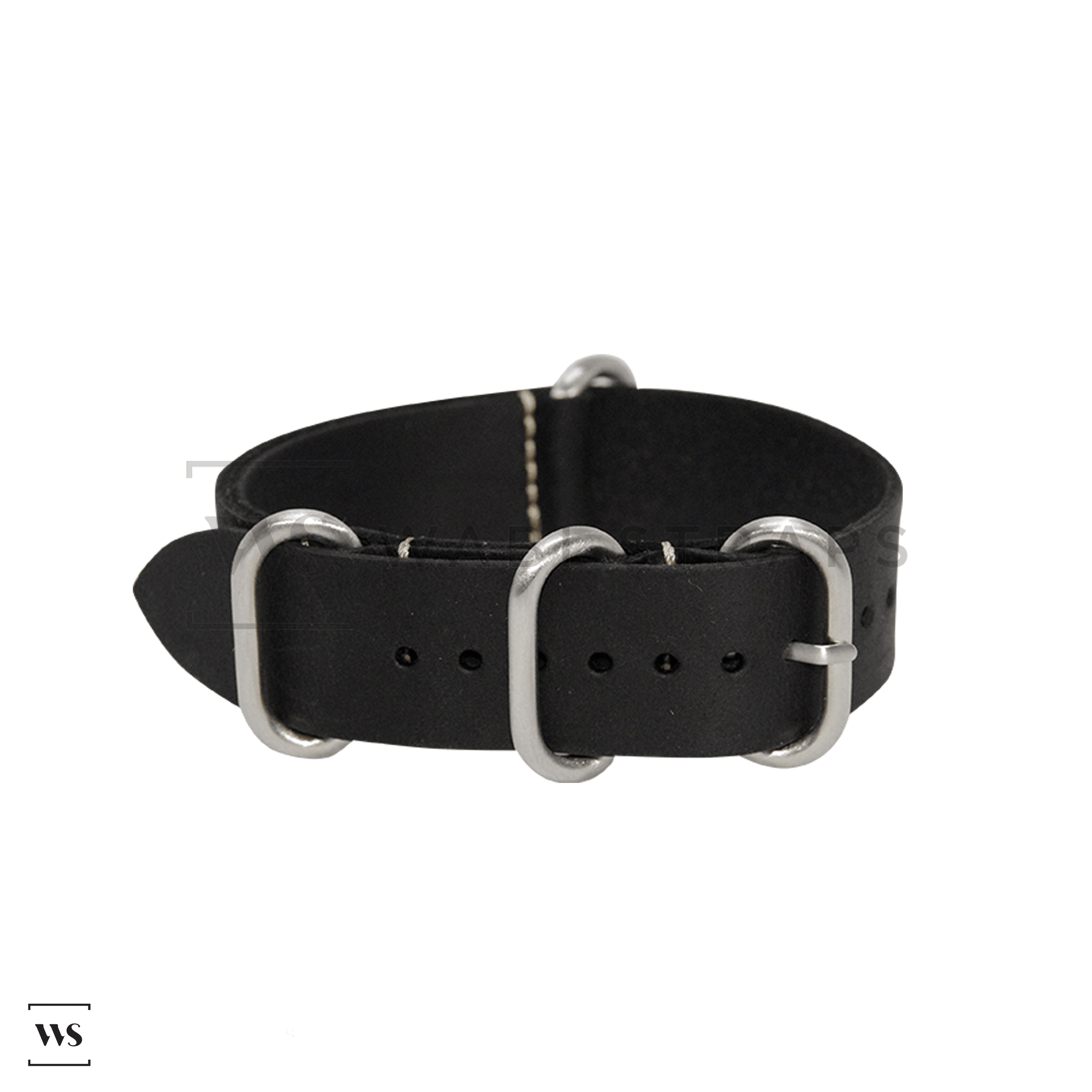 Black Vintage Leather ZULU Strap Folded