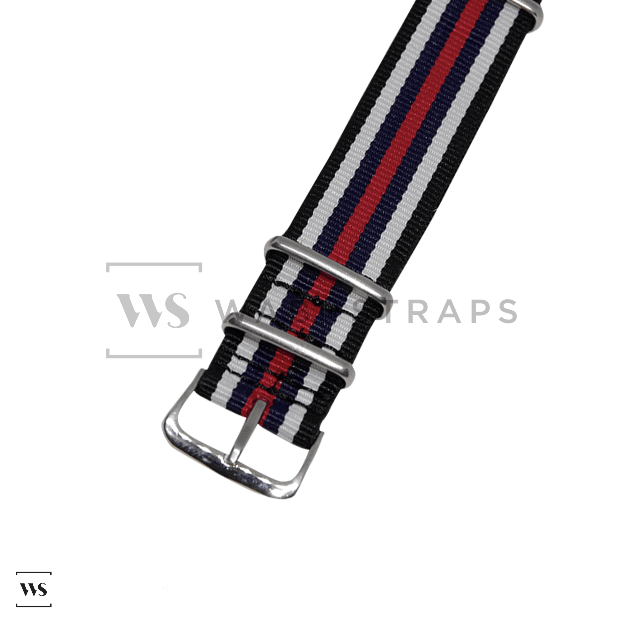 Black, White, Navy & Red Racing British Military Watch Strap