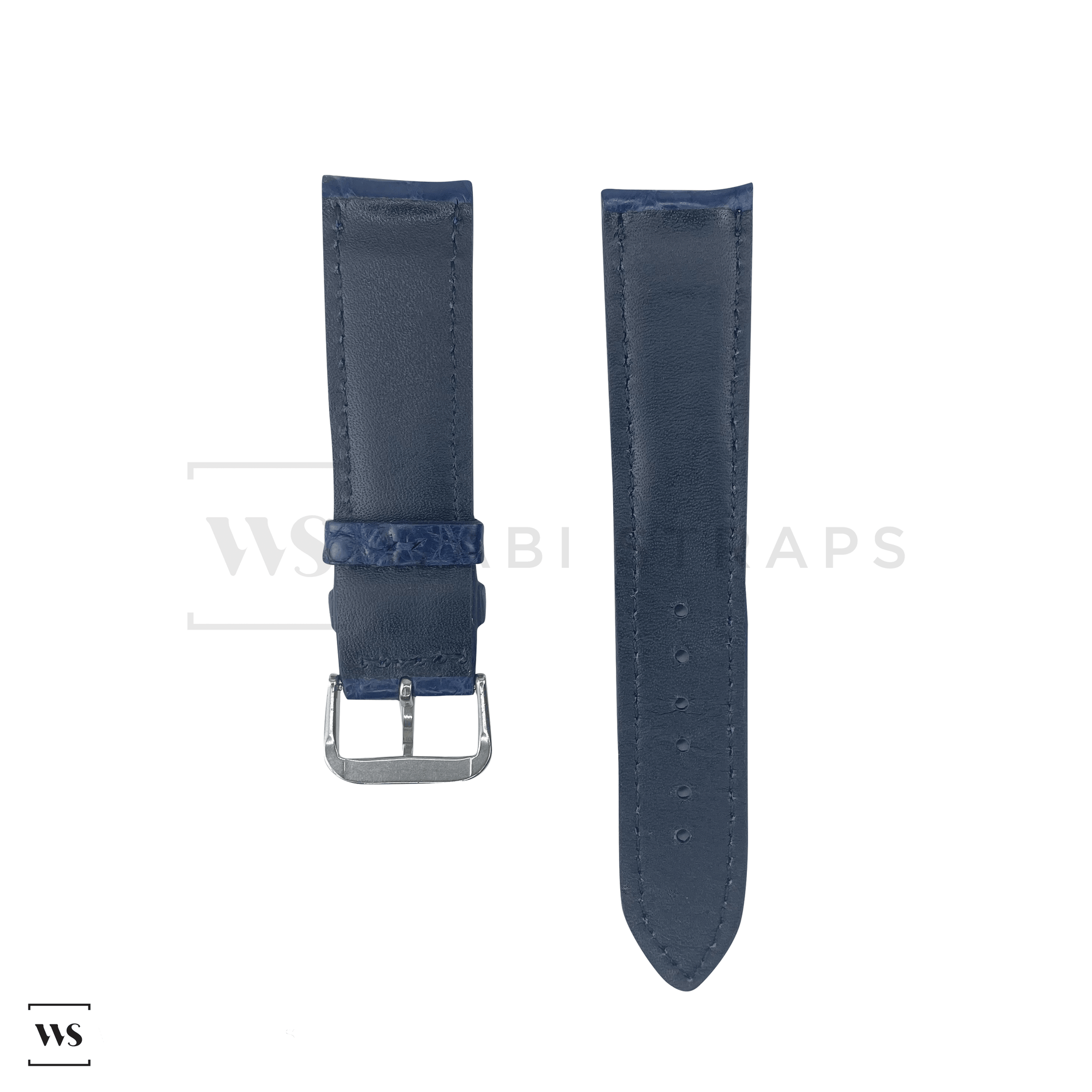 Blue Alligator Exotic Leather Strap Front
