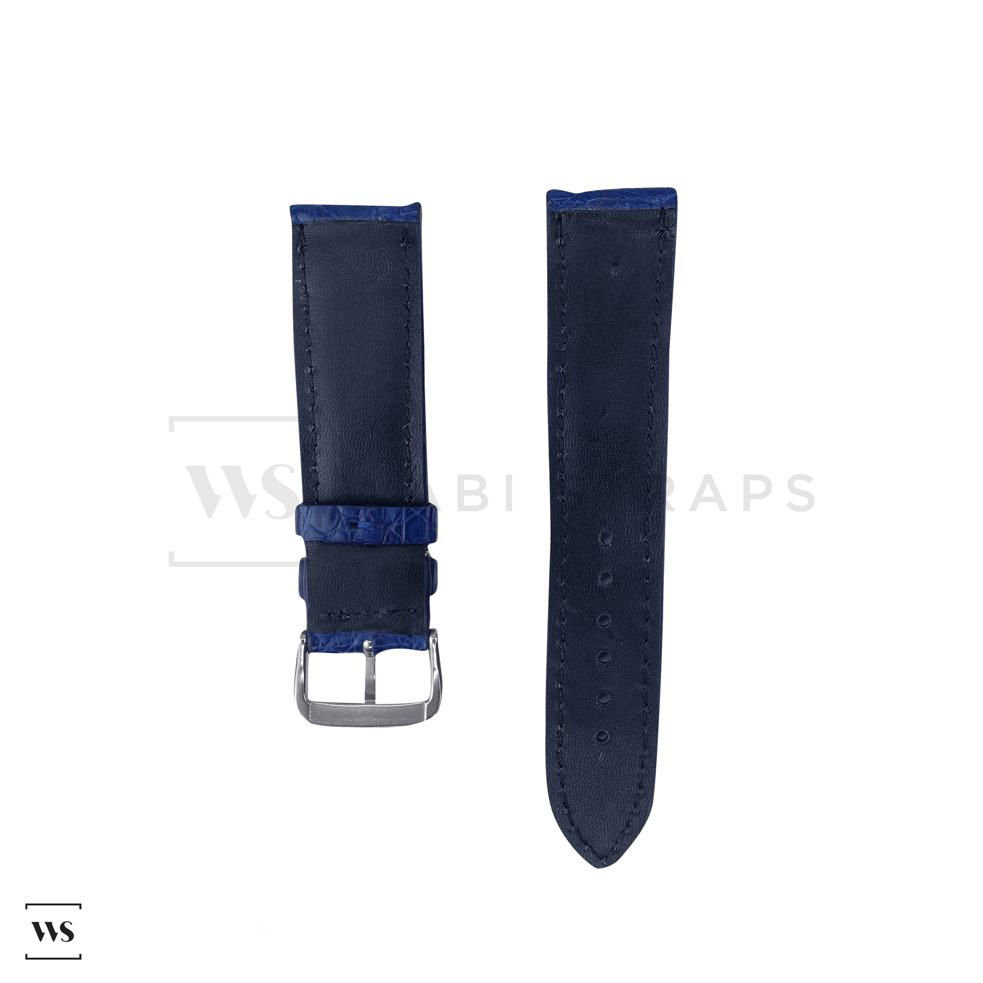 Blue Hornback Alligator Leather Strap Front