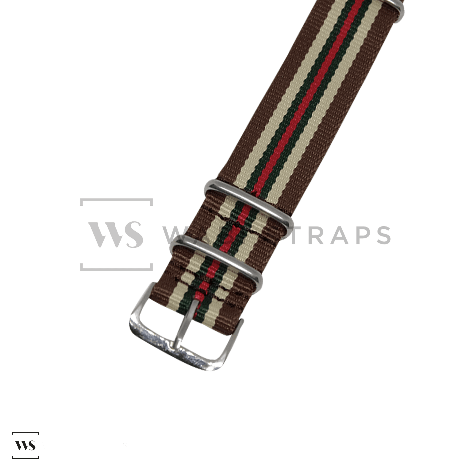 Brown, Cream, Green & Red Racing British Military Watch Strap