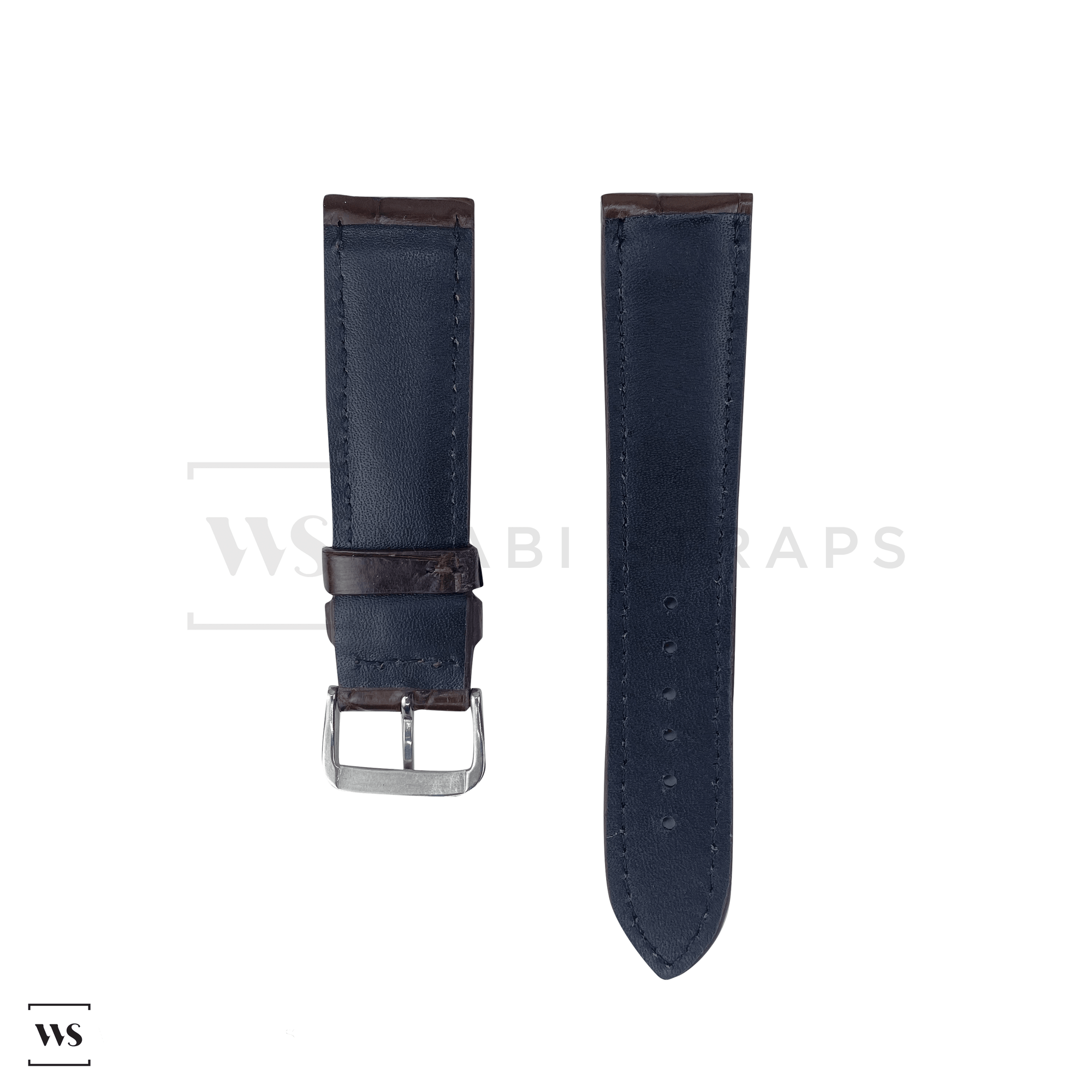 Brown Crocodile Artisan Leather Strap Front