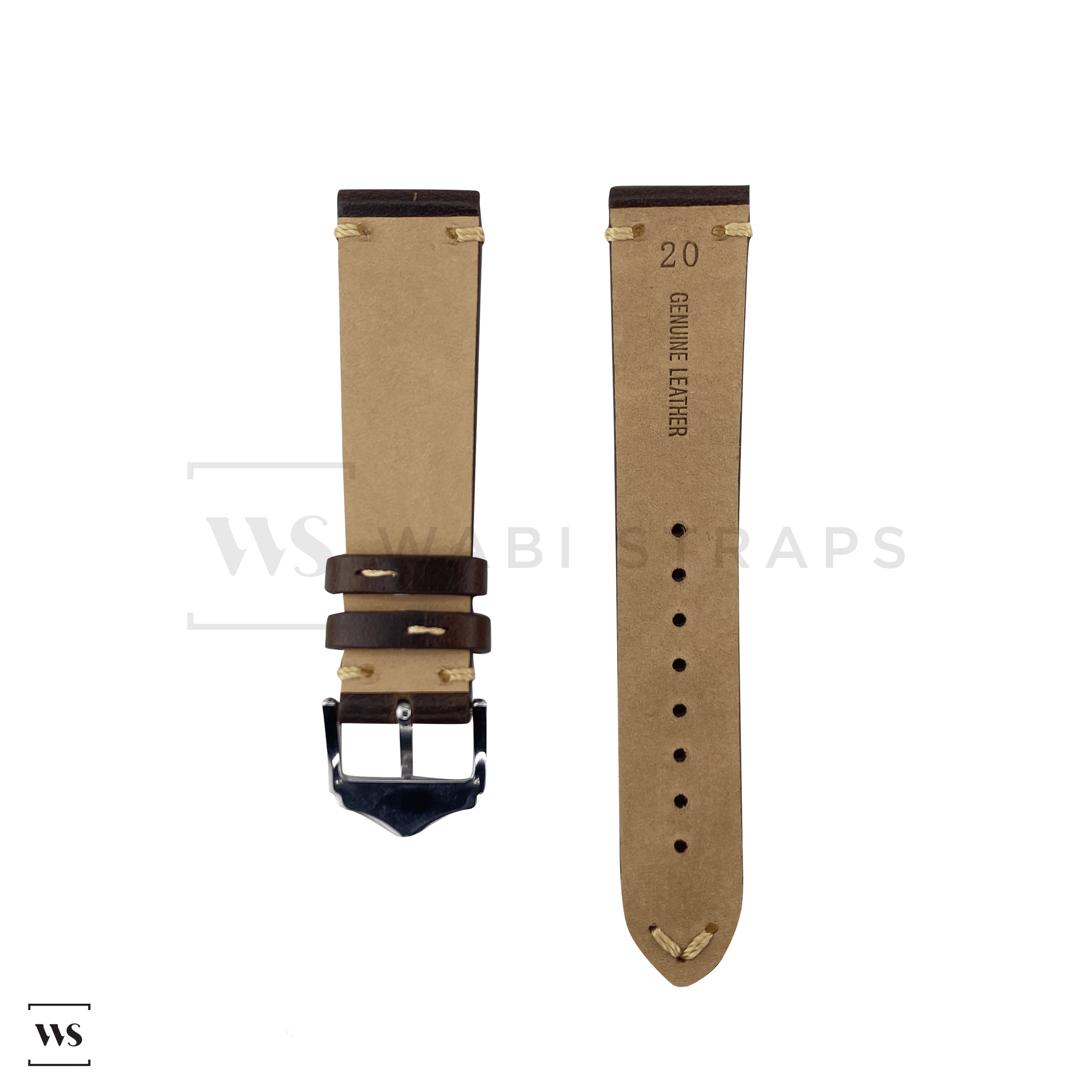 Brown Distressed Leather Watch Strap Front