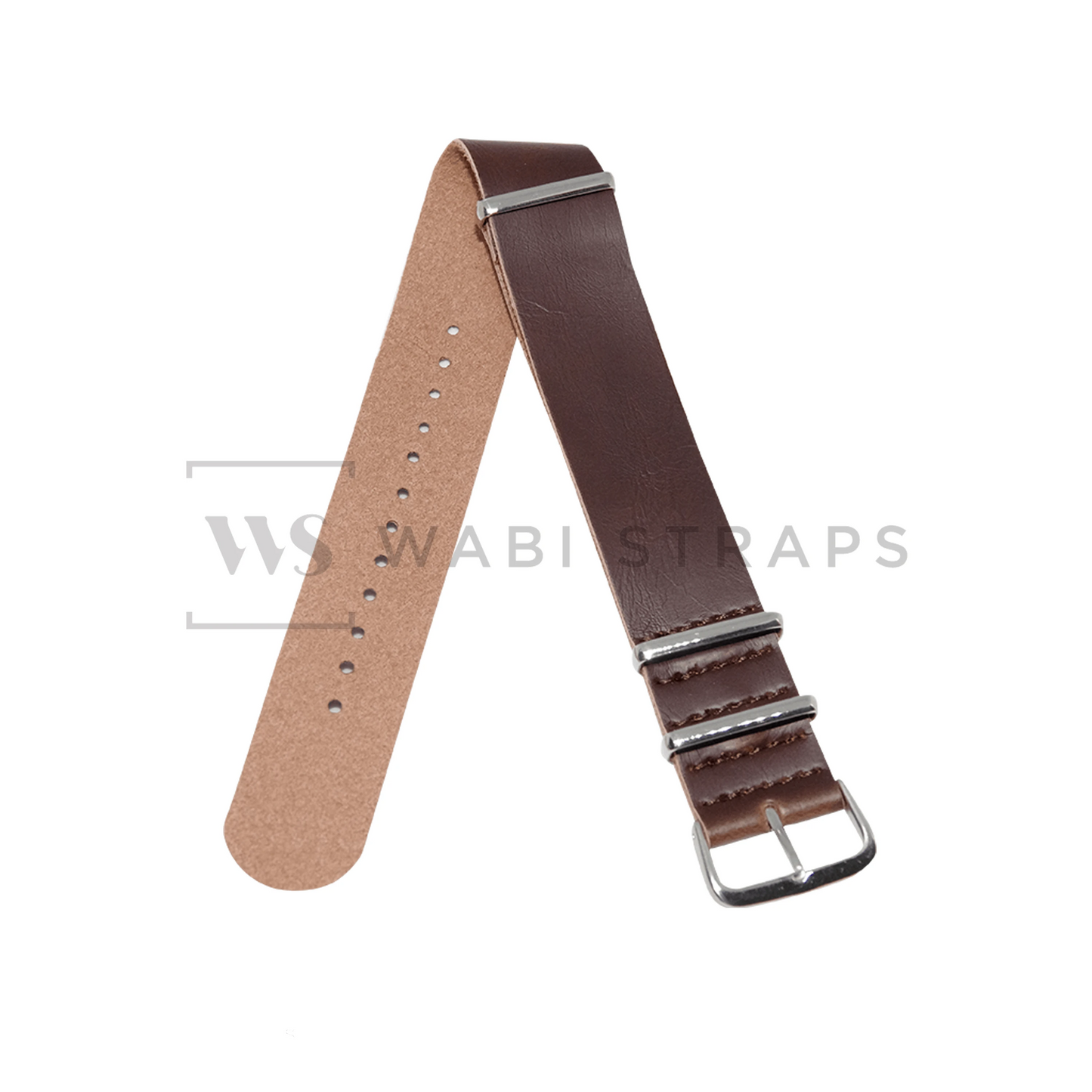 Brown Faux PU Leather One-Piece Watch Strap