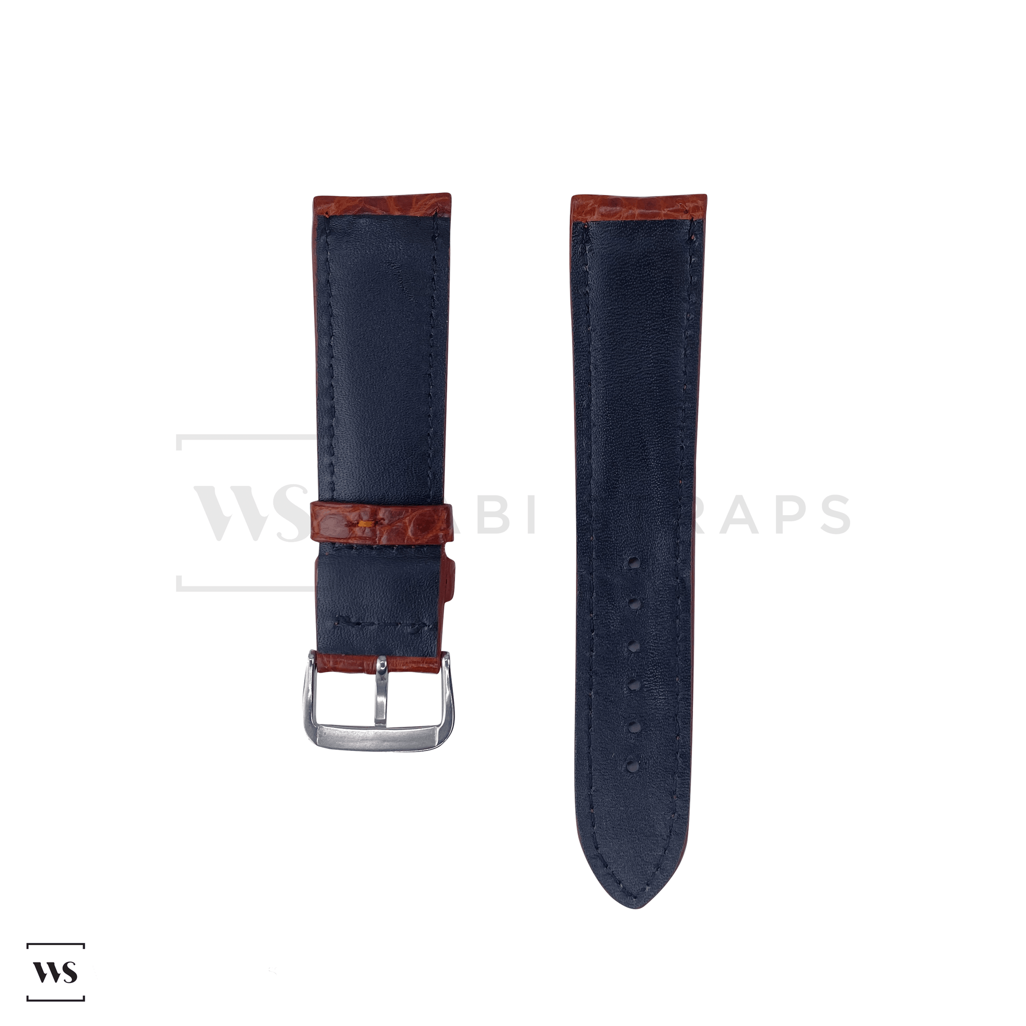 Brown Hornback Alligator Leather Strap Front