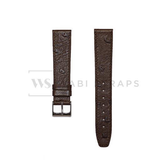 Brown Ostrich Grain Watch Strap Front