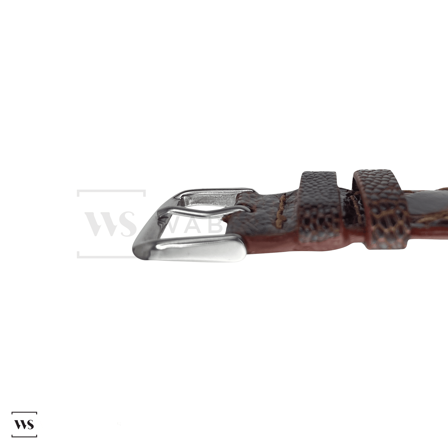 Brown Ostrich Handcrafted Leather Strap Side