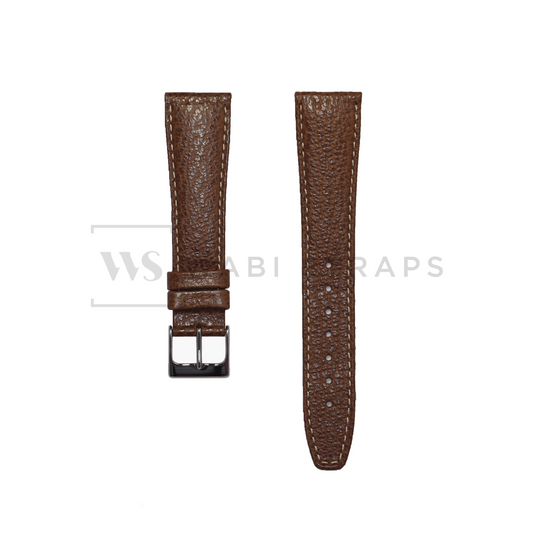 Brown Pebbled Leather Watch Strap Front