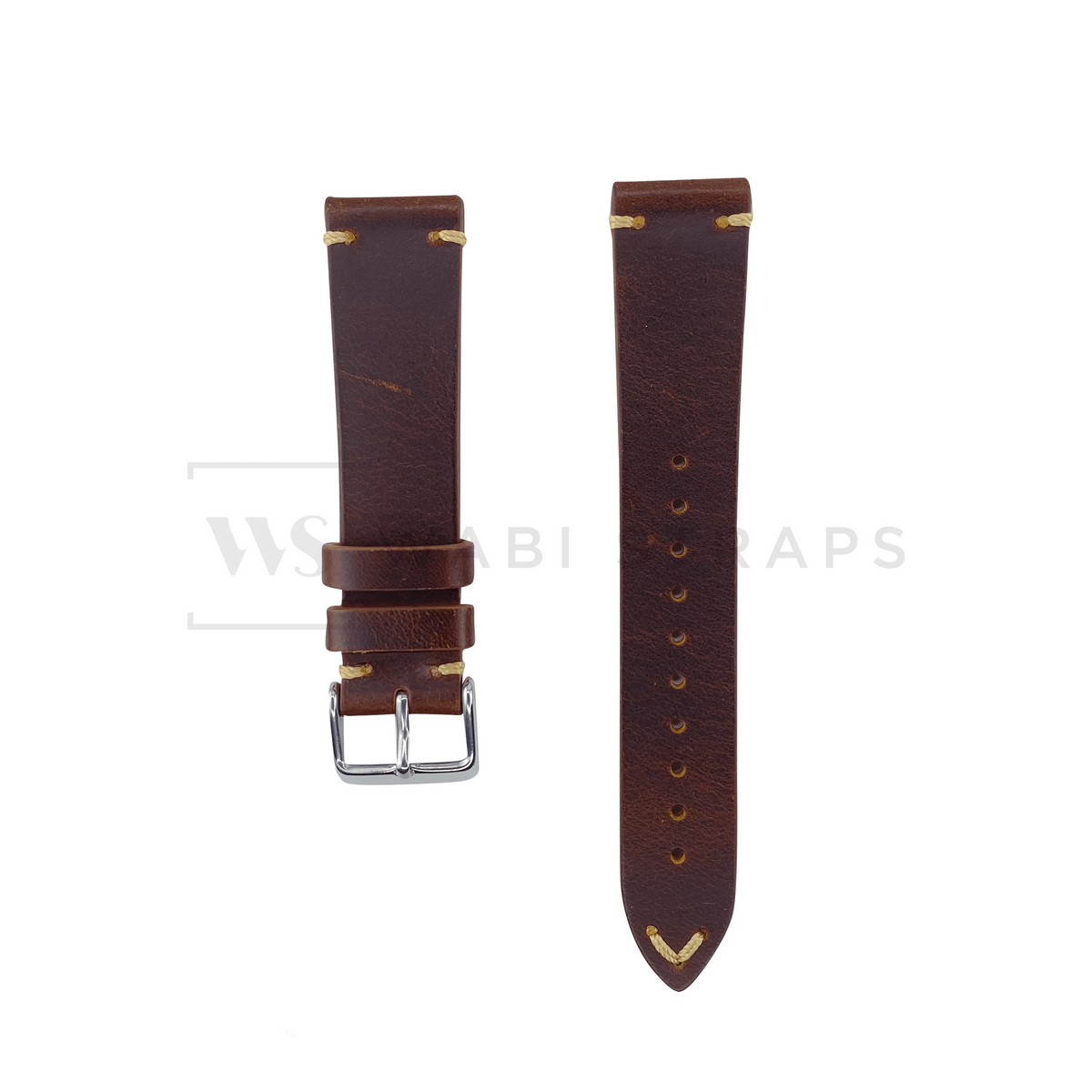 Brown Two Stitch Smooth Leather Strap wabistraps
