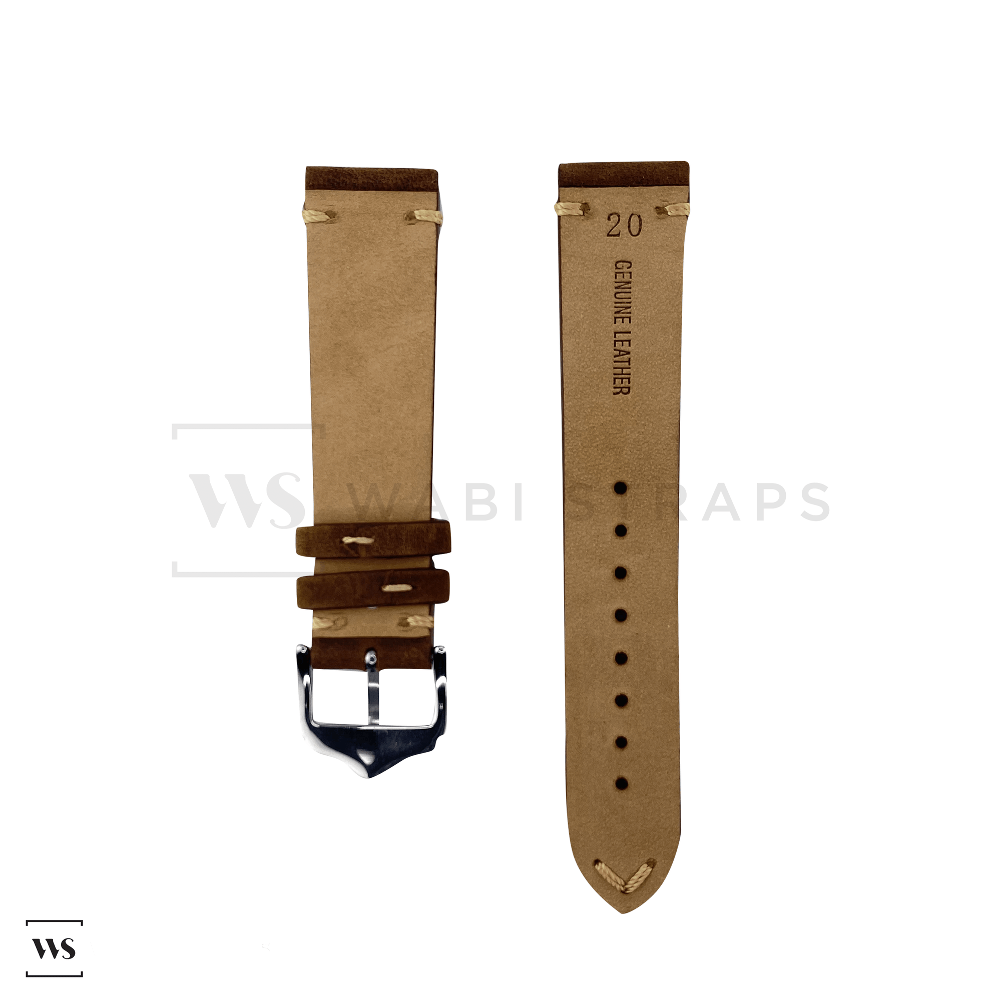 Brown Vintage Leather Watch Strap Front