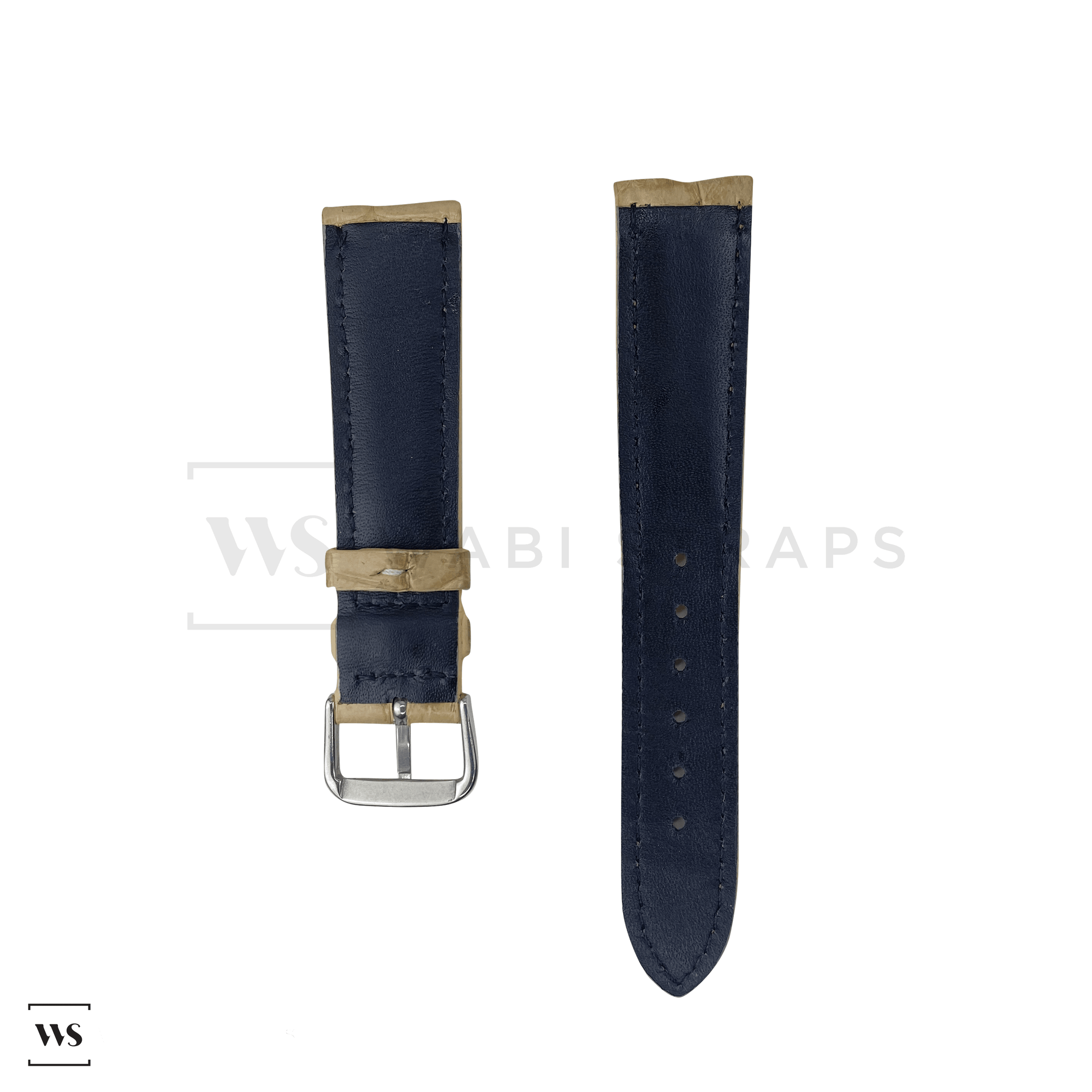 Cream Crocodile Artisan Leather Strap Front