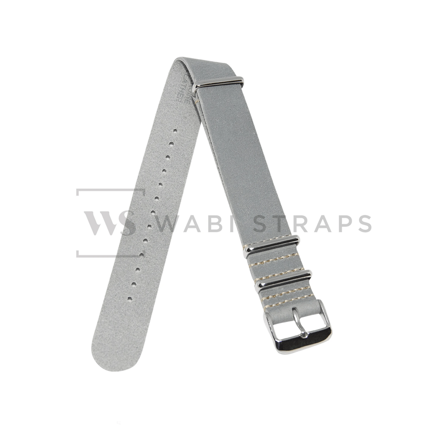 Grey Crazy Horse Leather One-Piece Watch Strap