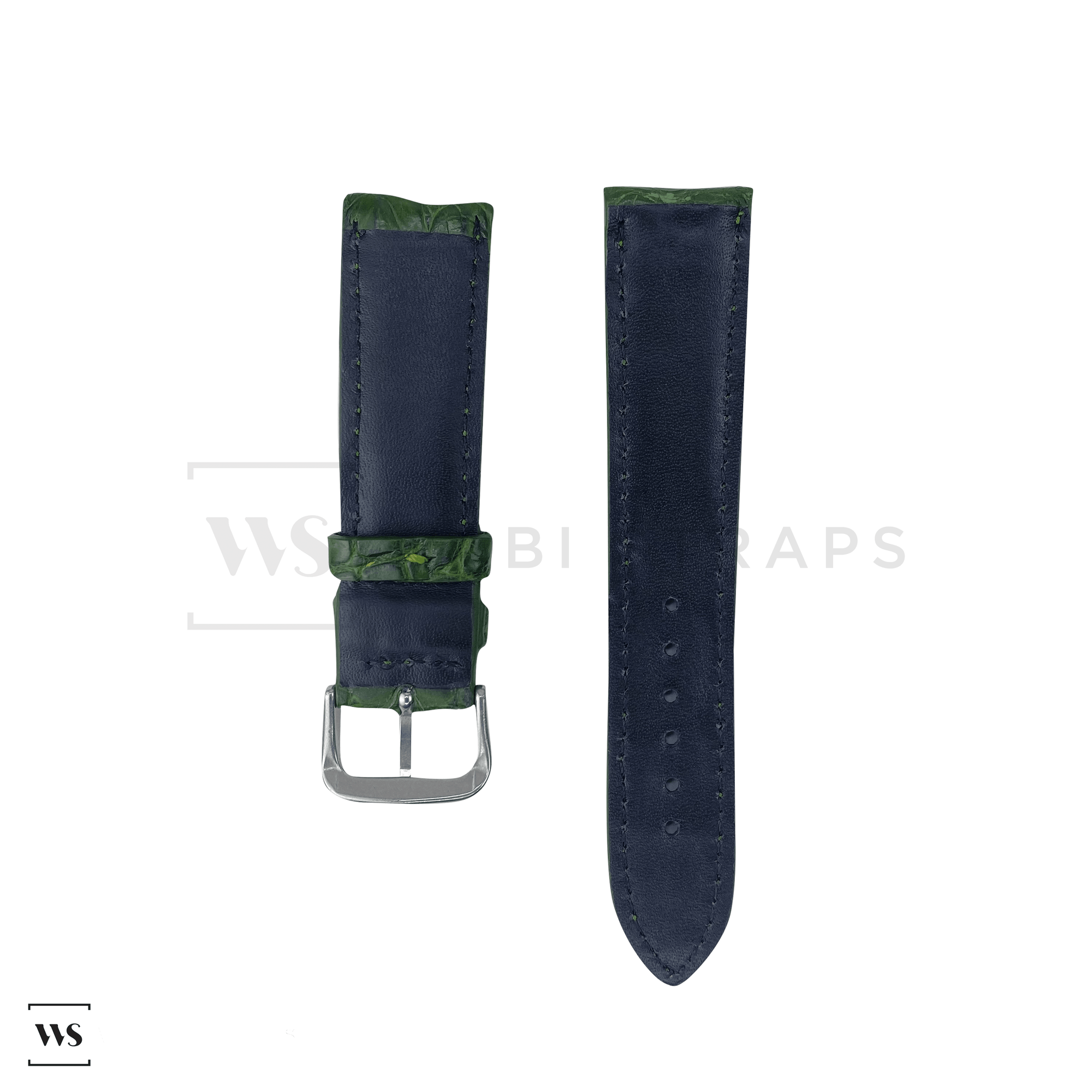 Green Crocodile Artisan Leather Strap Front