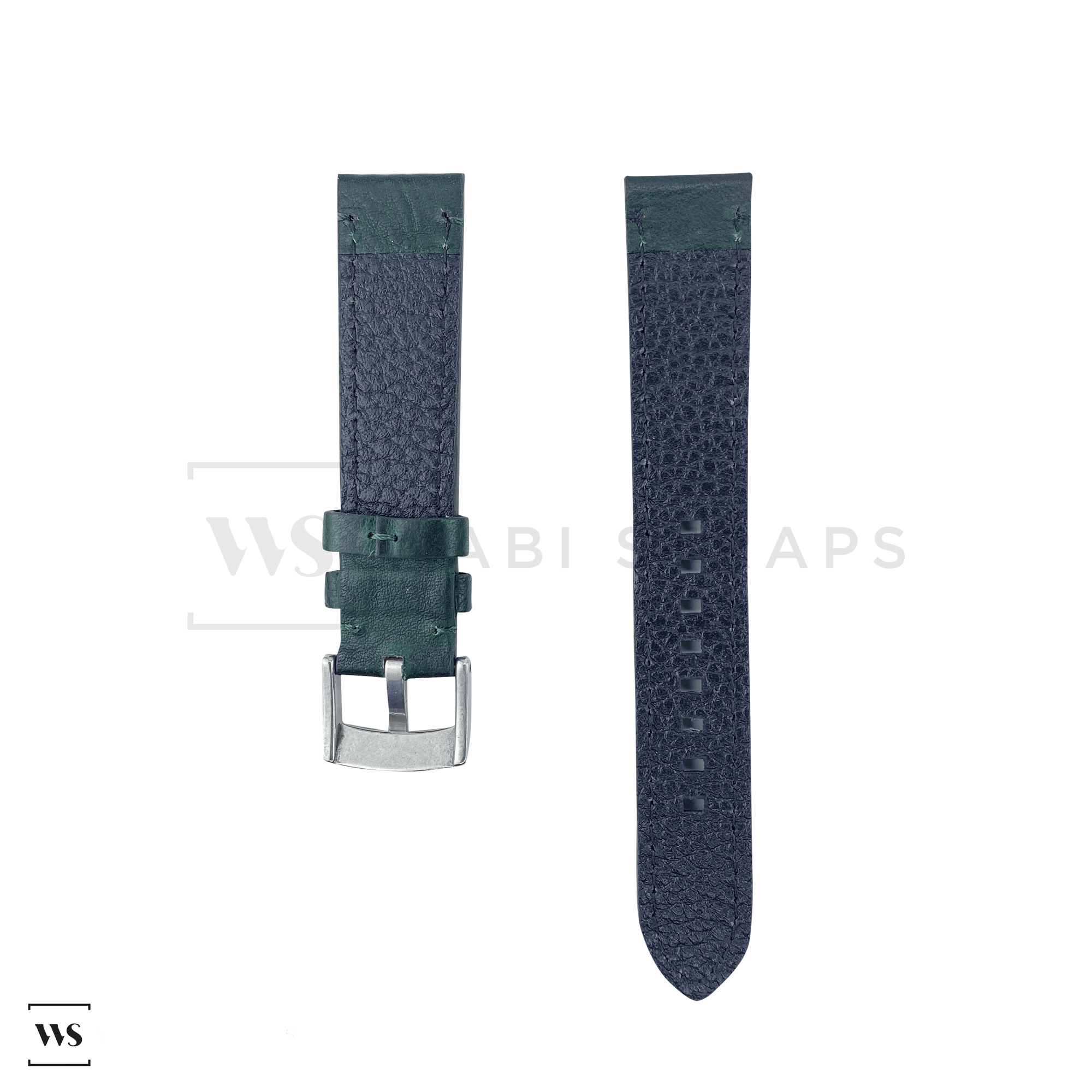 Green Thick Leather Watch Strap Front