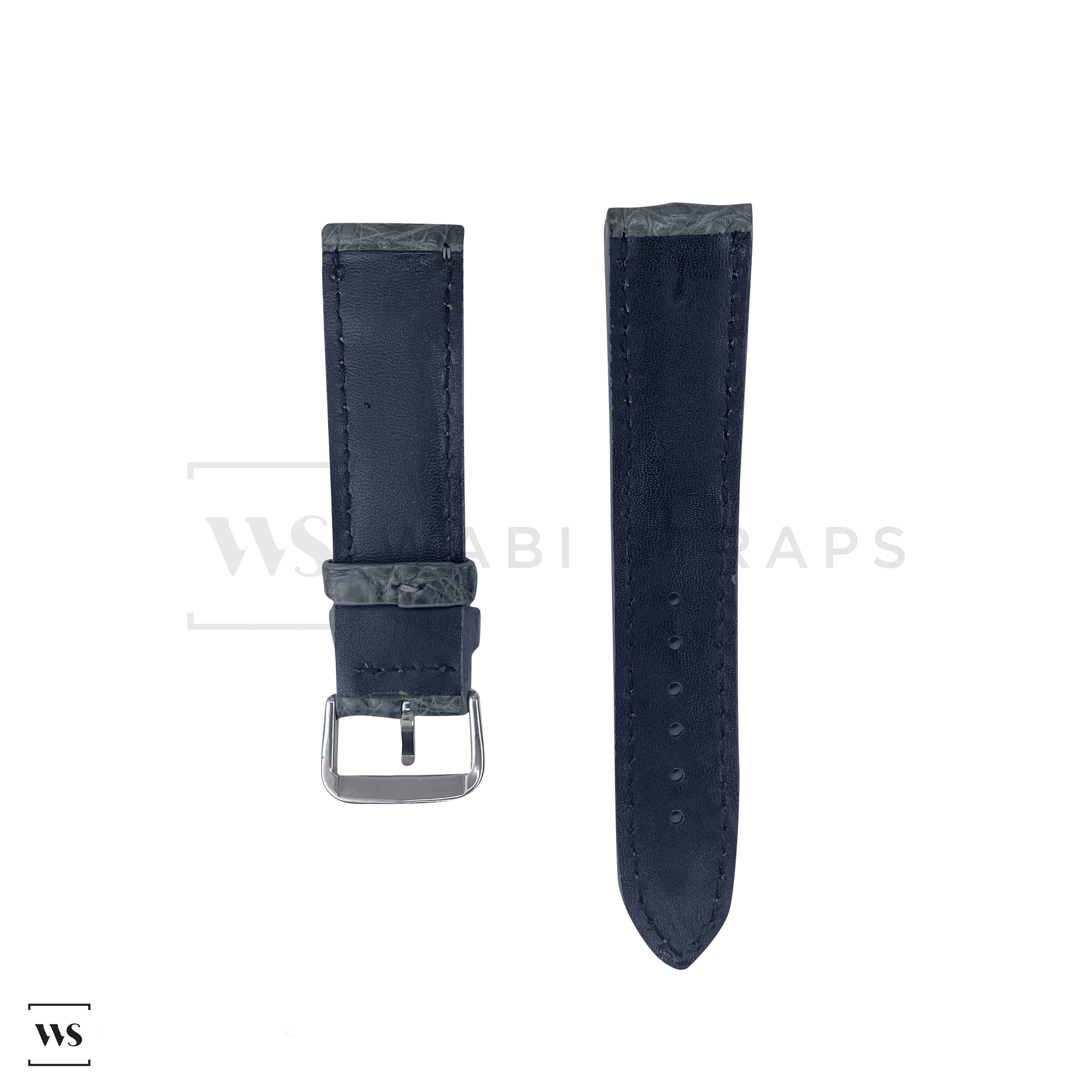Grey Hornback Alligator Leather Strap Front