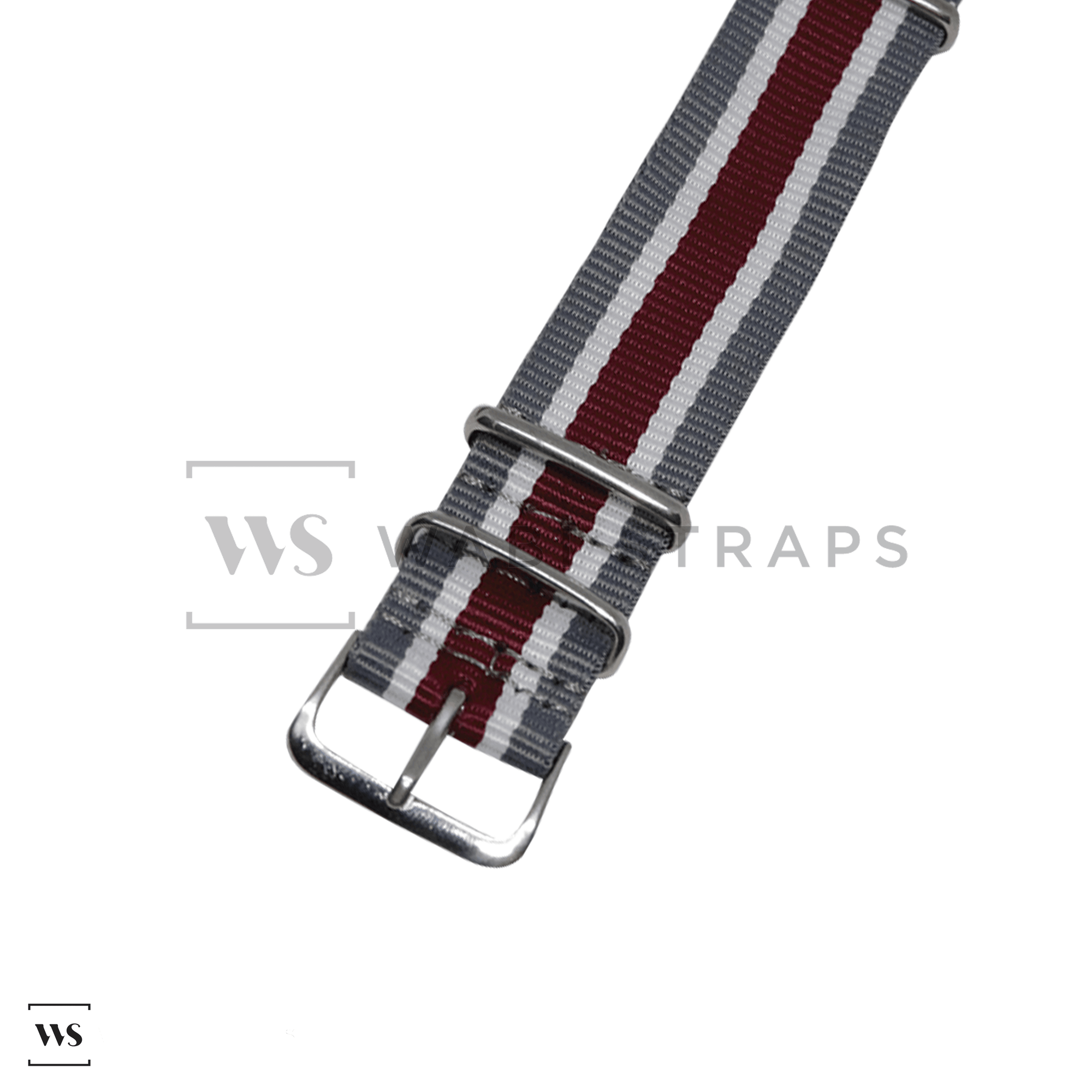 Grey, White & Red Retro British Military Watch Strap