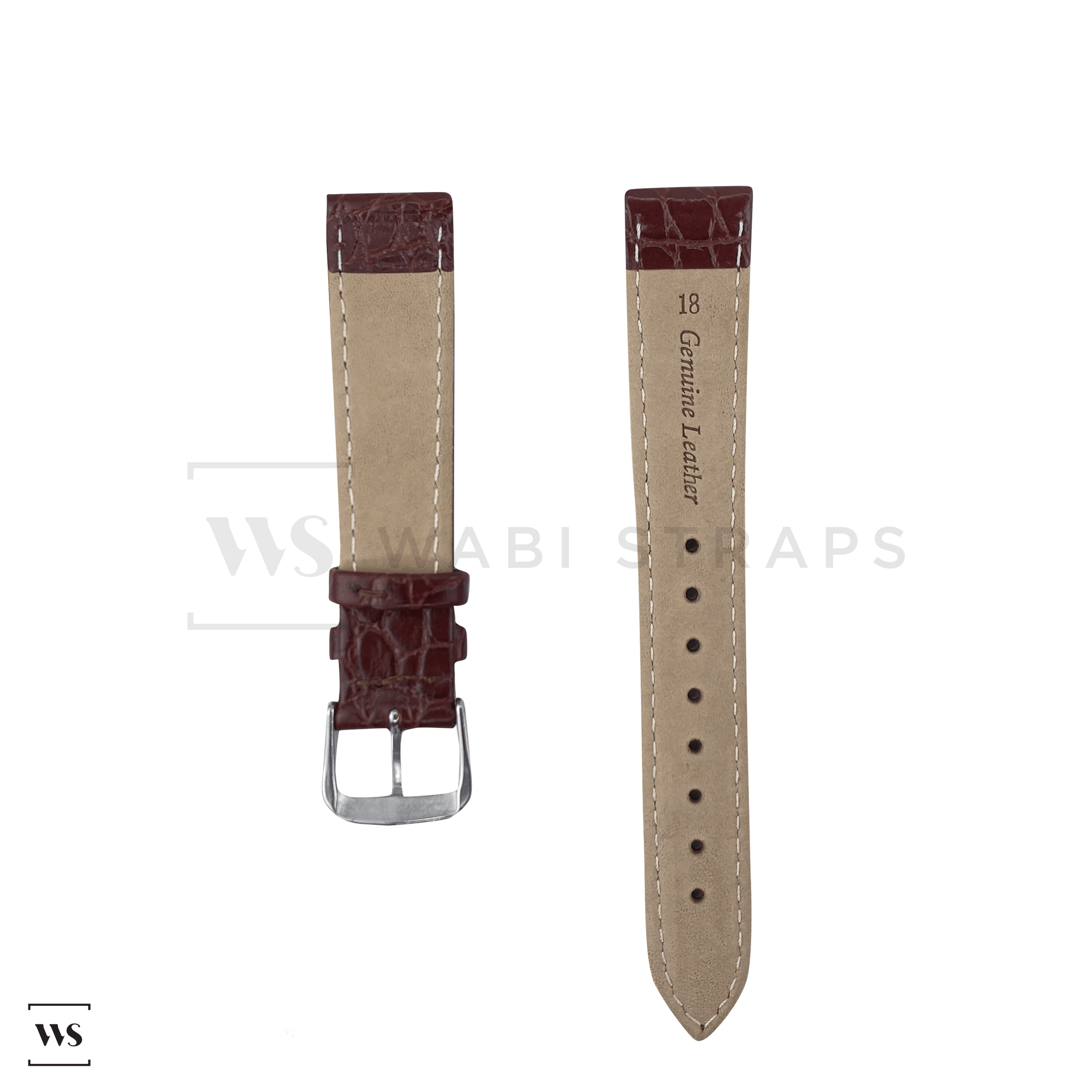 Maroon Tapered Dress Watch Strap Front