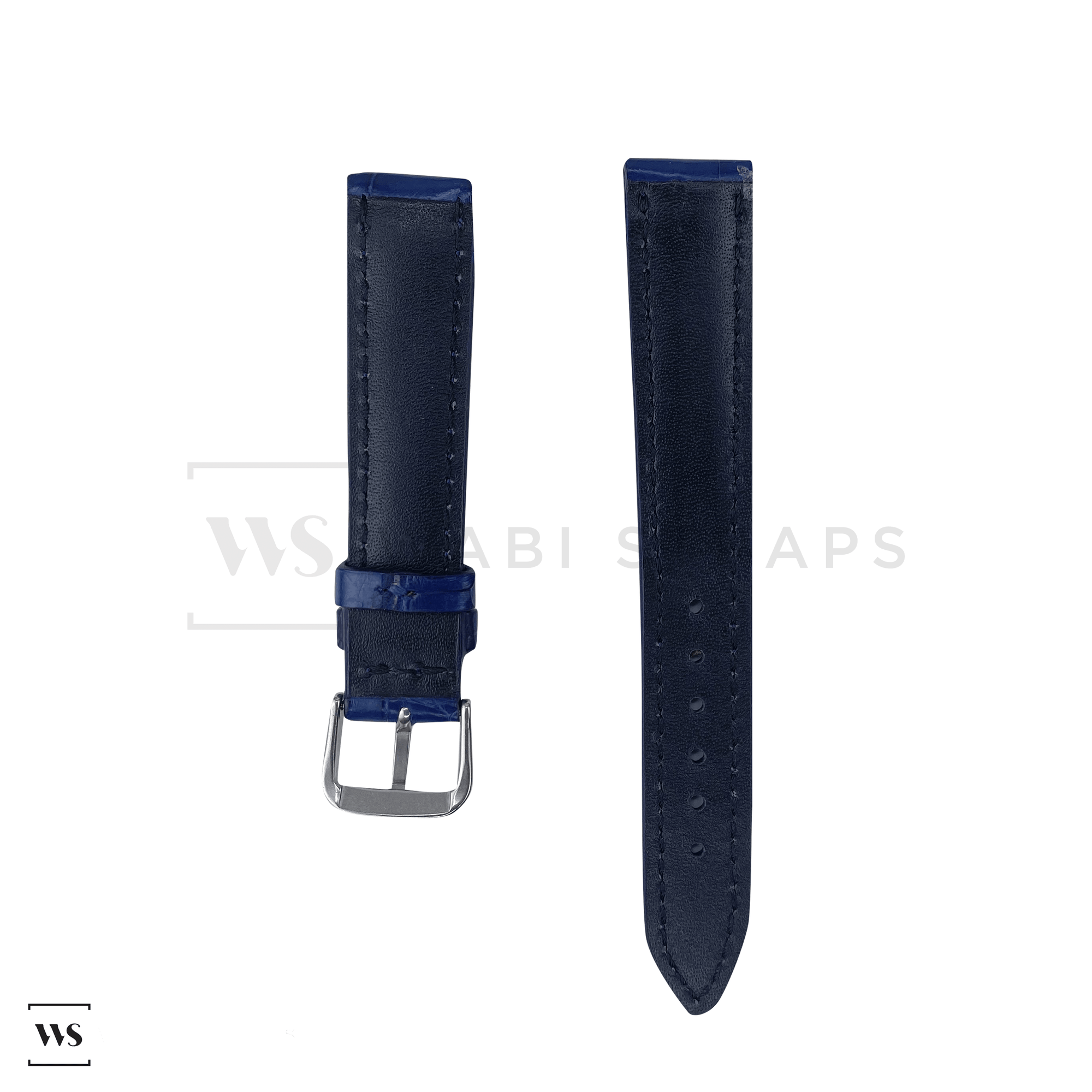 Navy Blue Crocodile Artisan Leather Strap Front