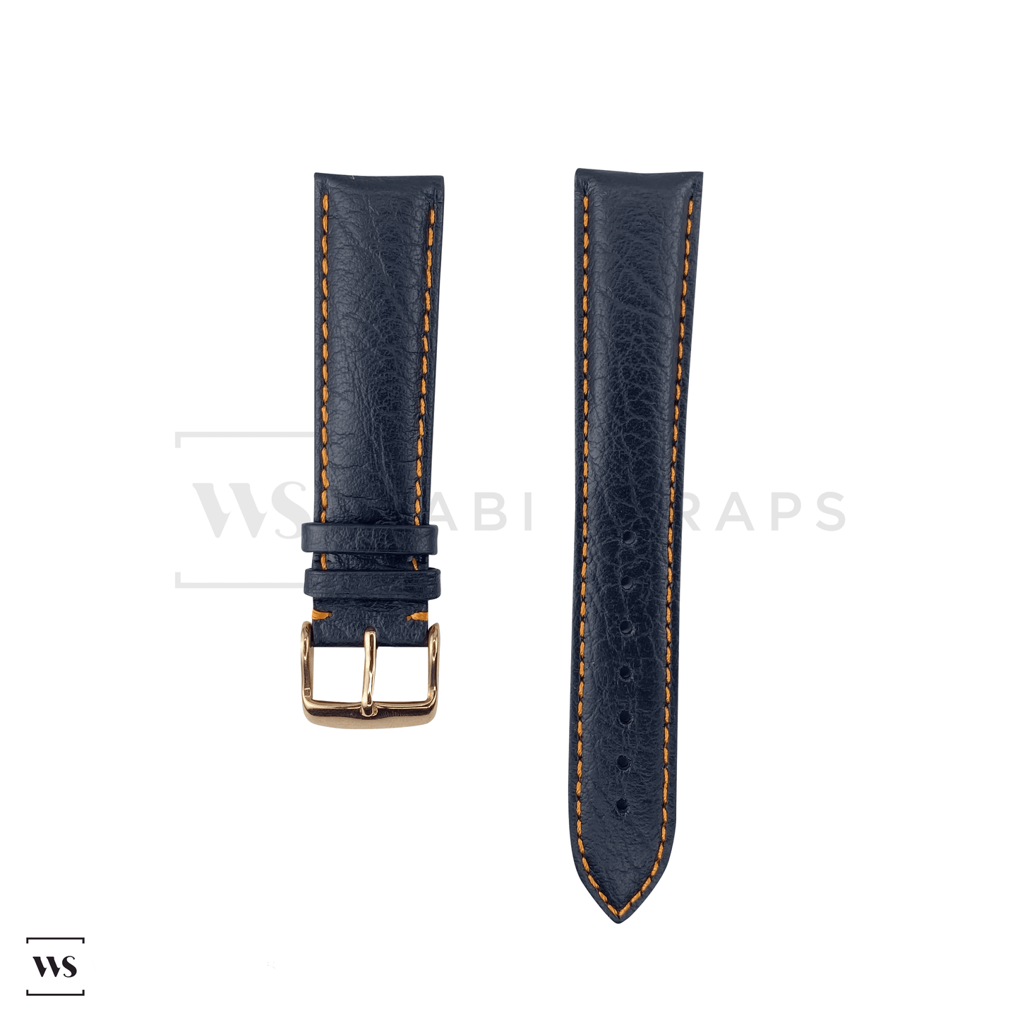Orange Stitched Classic Black Leather Strap RG Front
