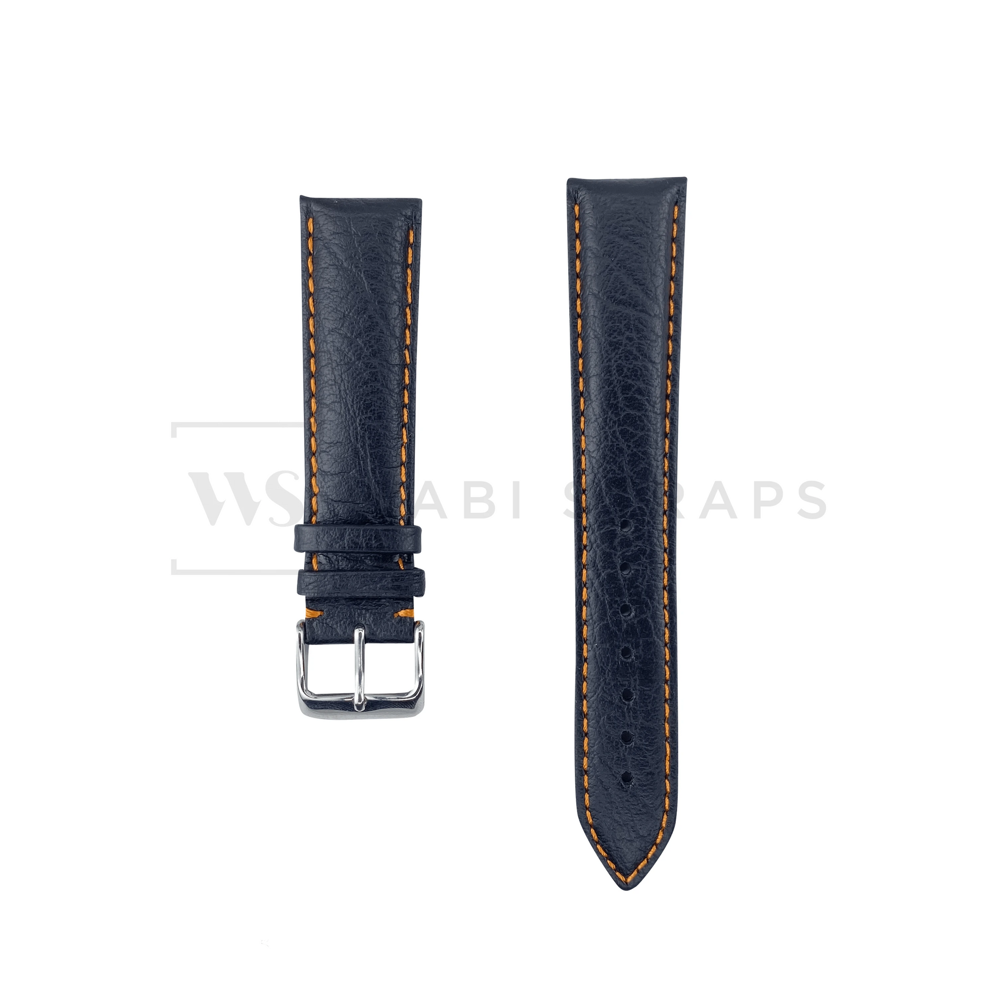 Orange Stitched Classic Black Leather Strap SS Front