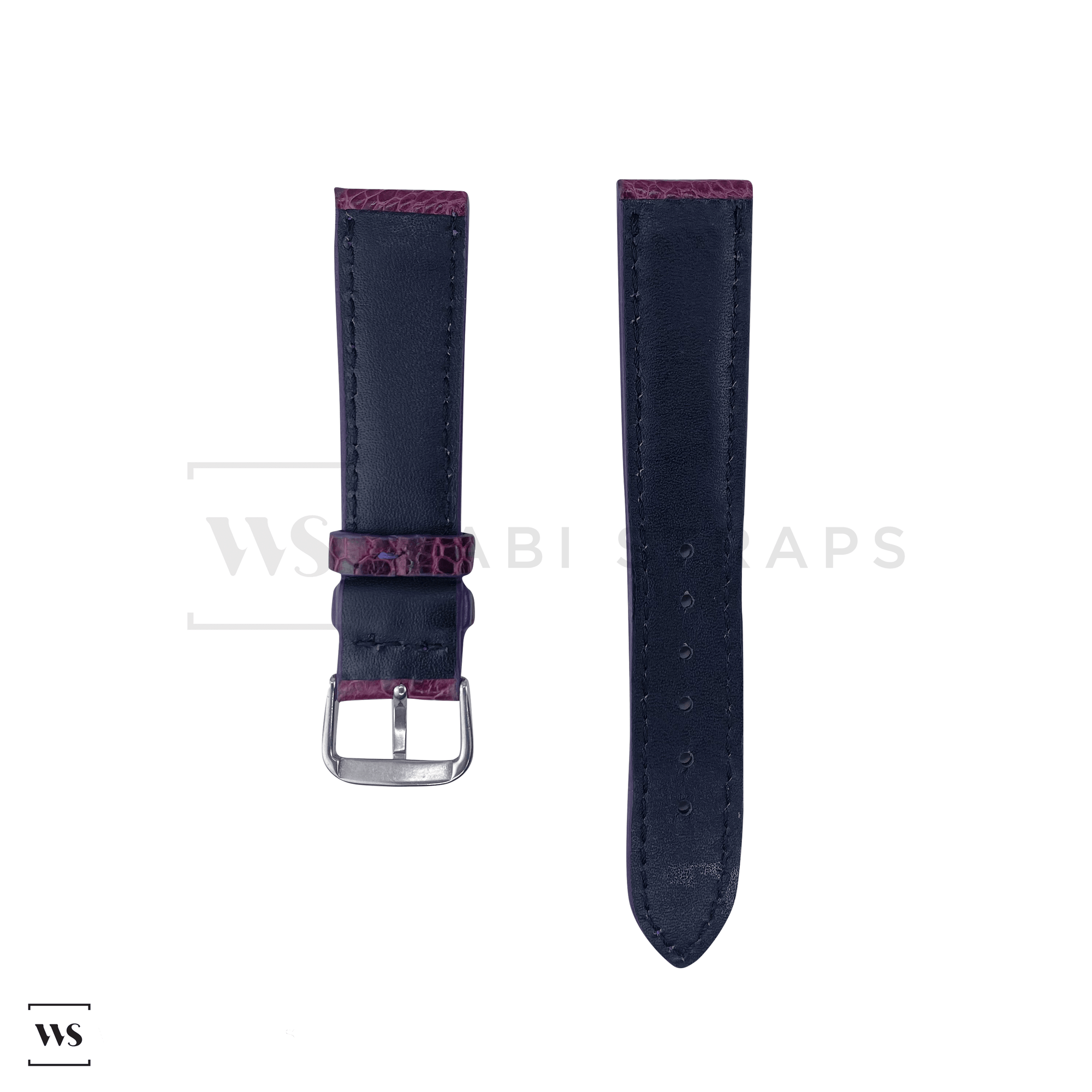 Purple Ostrich Handcrafted Leather Strap Front