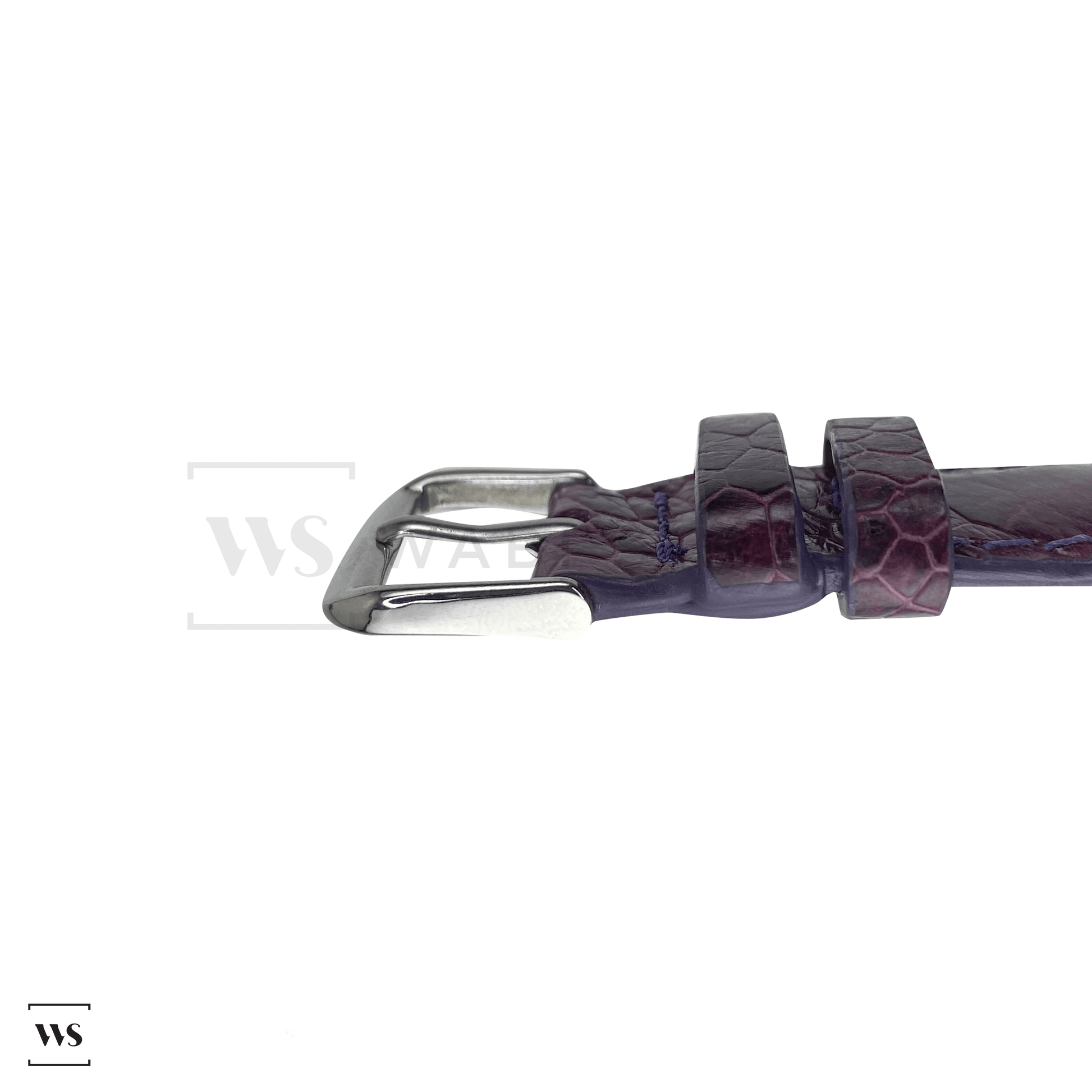 Purple Ostrich Handcrafted Leather Strap Side
