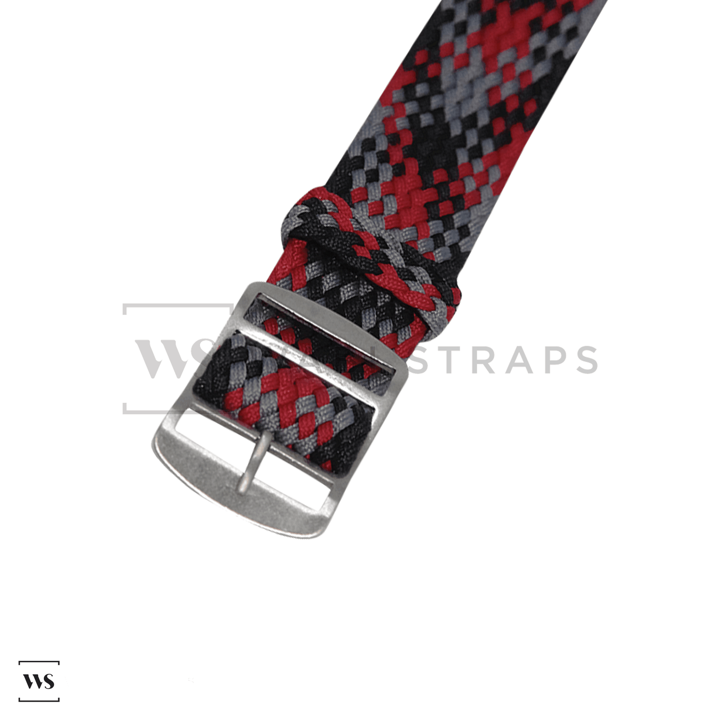 Red, Black & Grey Braided Perlon Strap Straight