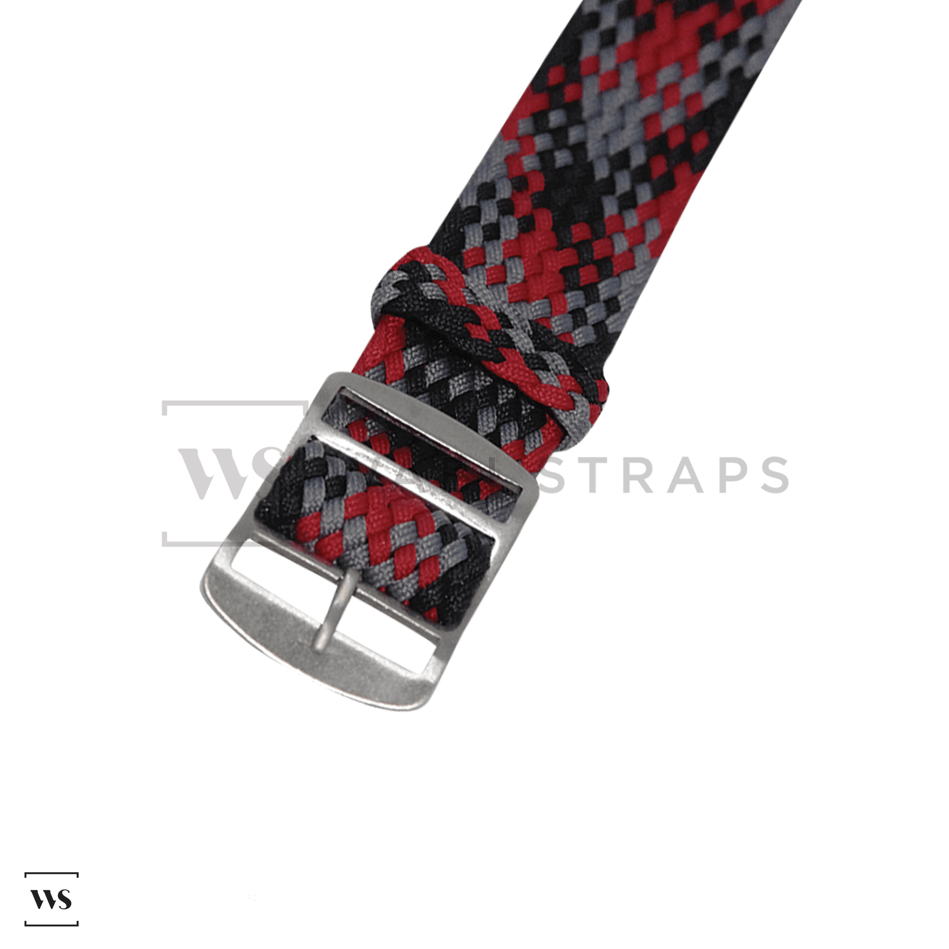 Red, Black & Grey Braided Perlon Strap Straight