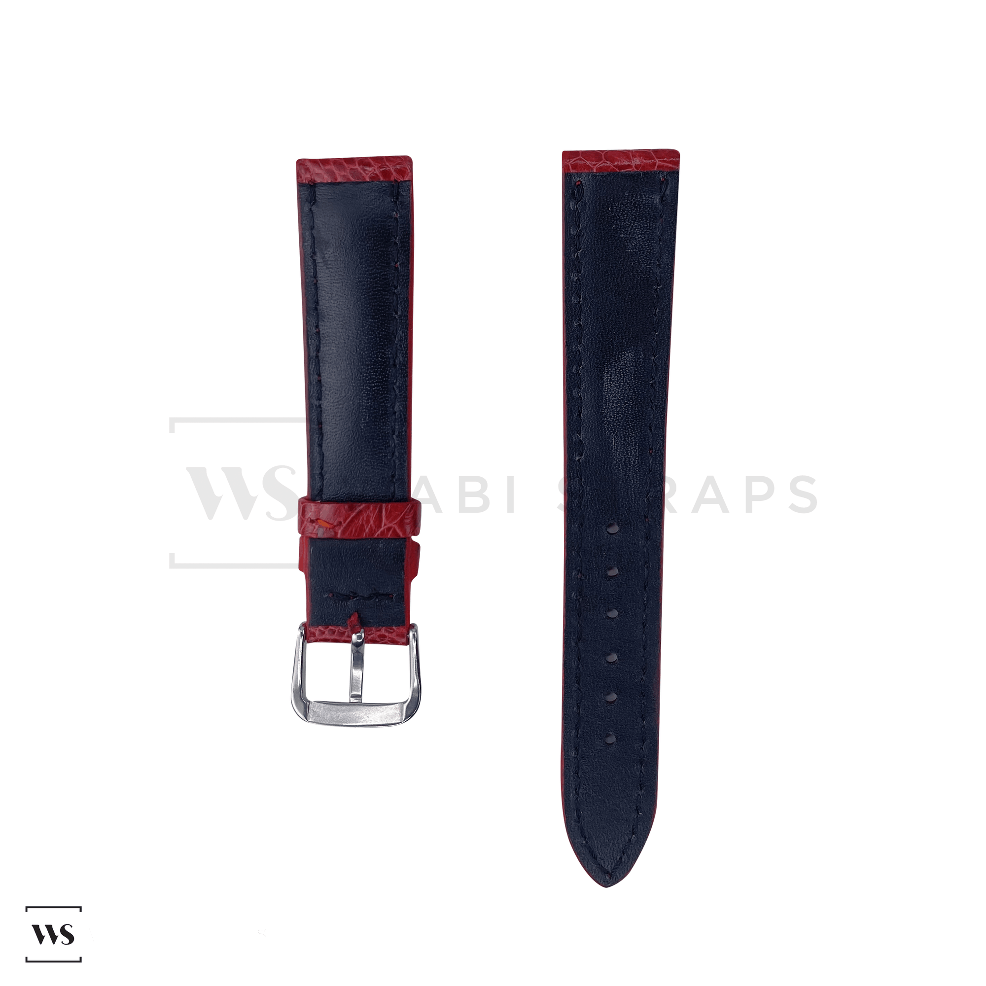 Red Ostrich Handcrafted Leather Strap Front