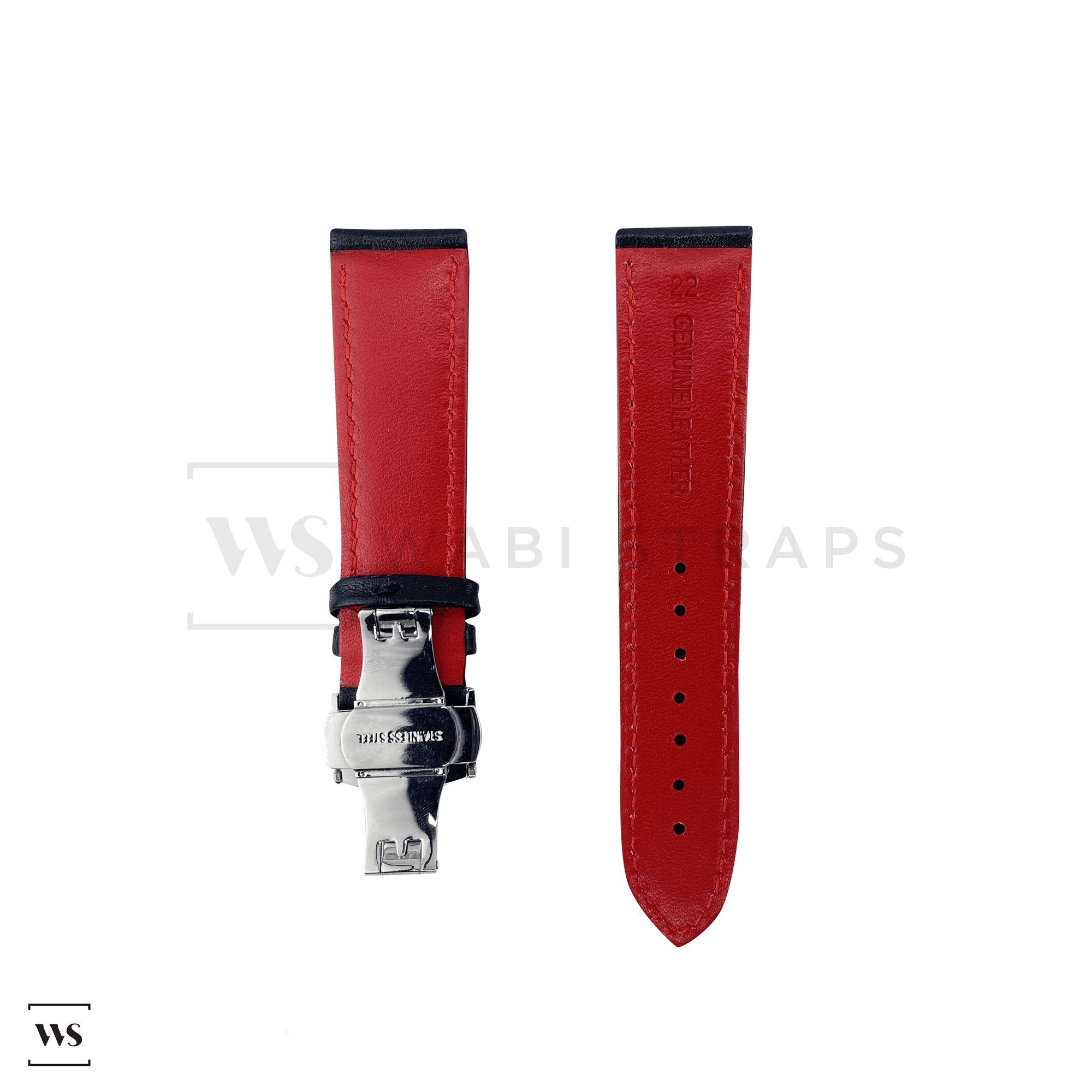 Red Perforated Rally Watch Strap SS Front