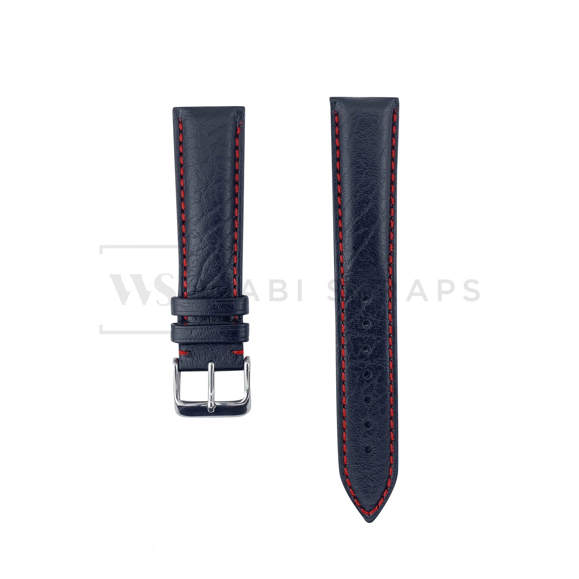 Red Stitched Classic Black Leather Strap SS Front
