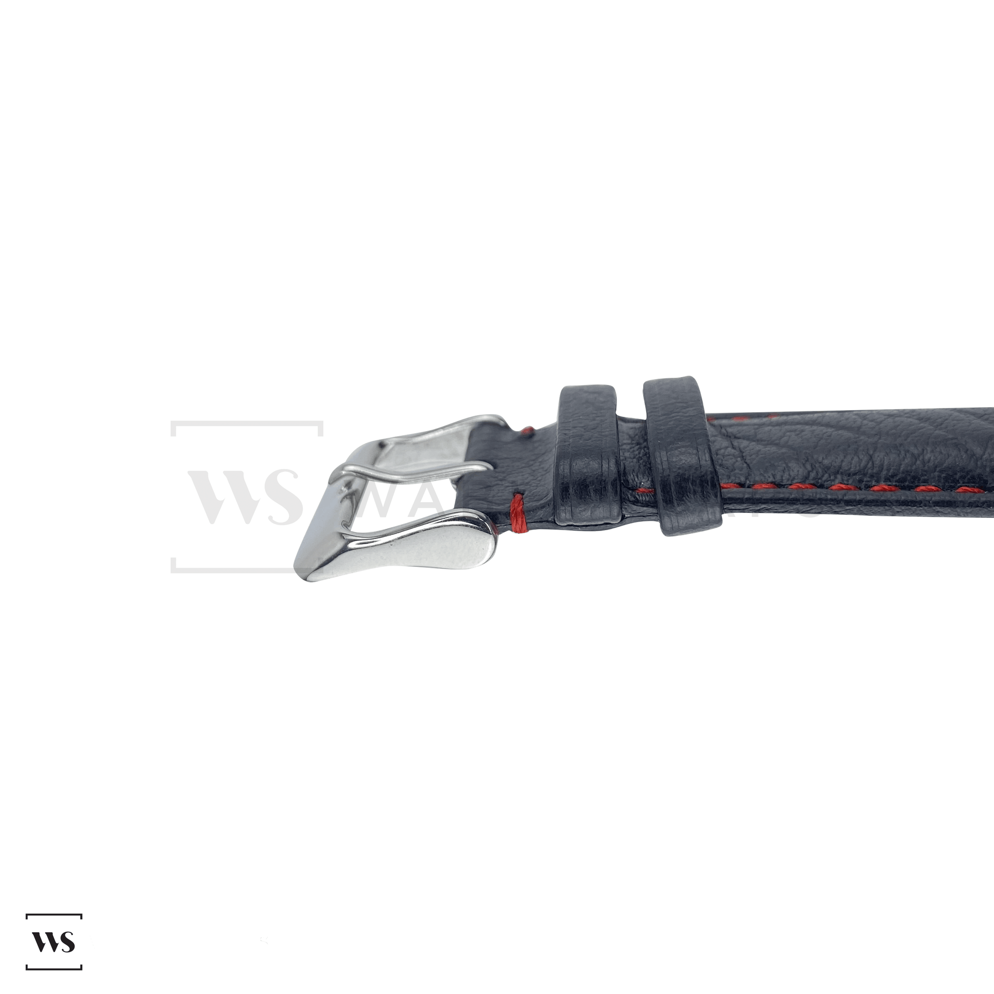 Red Stitched Classic Black Leather Strap SS Side